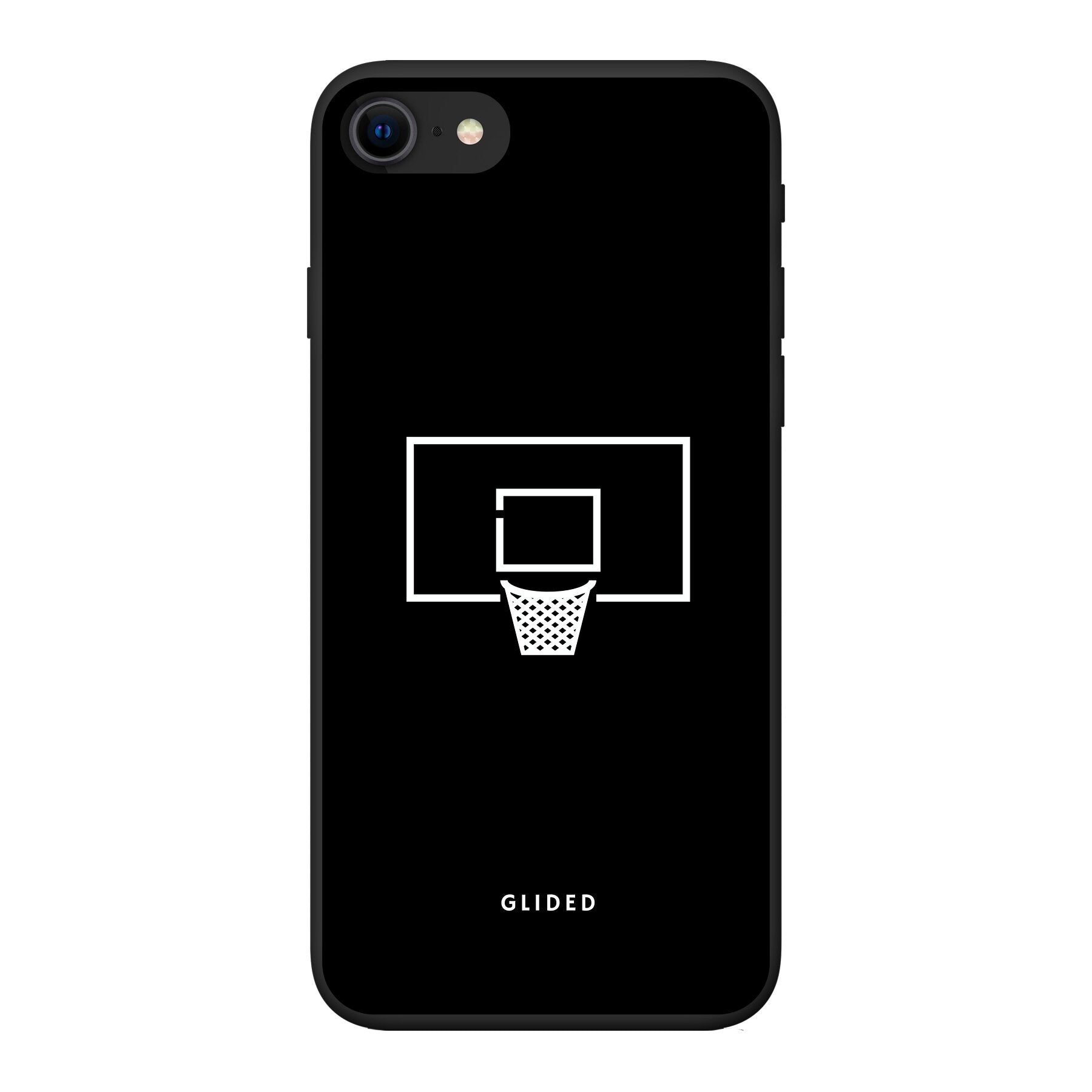 Basketball Fun Handyhülle für iPhone 7 mit lebendigem Basketballnetz-Design auf dunklem Hintergrund.