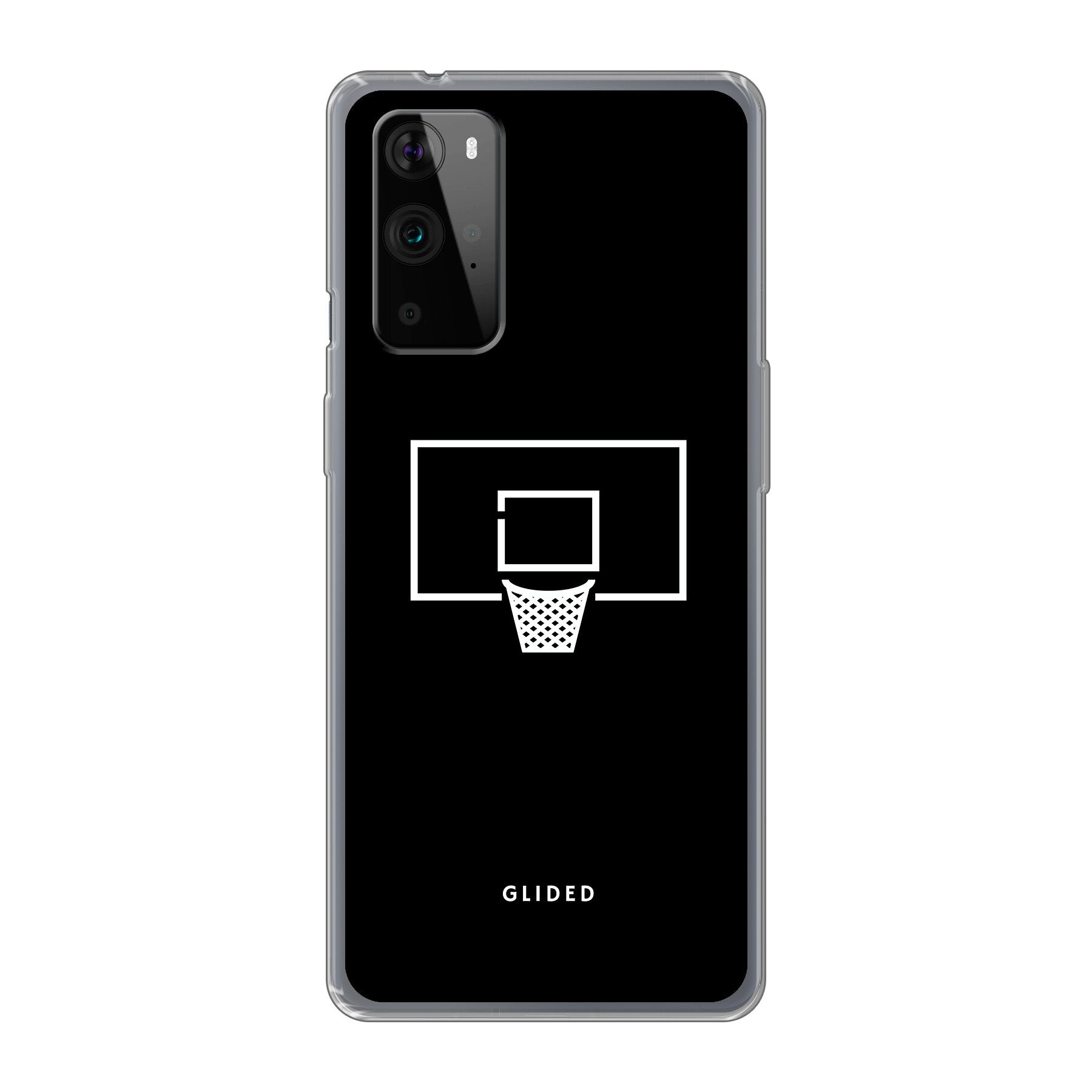 Basketball Fun Handyhülle für OnePlus 9 Pro mit lebendigem Basketballnetz-Design auf dunklem Hintergrund.
