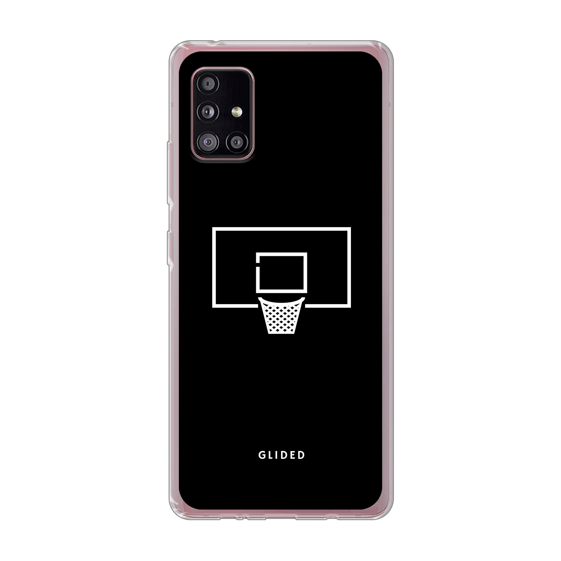 Basketball Fun Handyhülle für Samsung Galaxy A51 5G mit lebendigem Basketballnetz-Design auf dunklem Hintergrund.