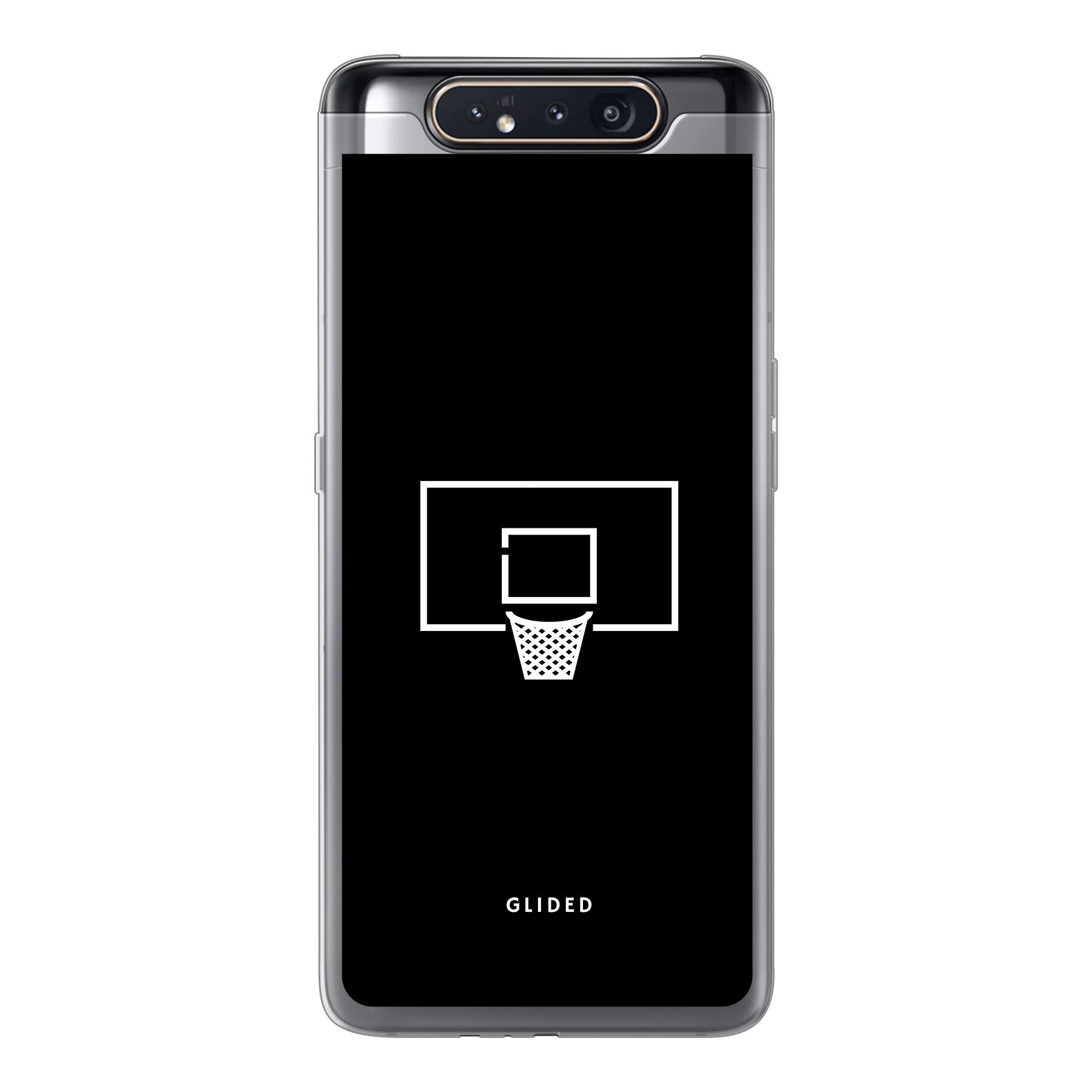 Basketball Fun Handyhülle für Samsung Galaxy A80 mit lebendigem Basketballnetz-Design auf dunklem Hintergrund.