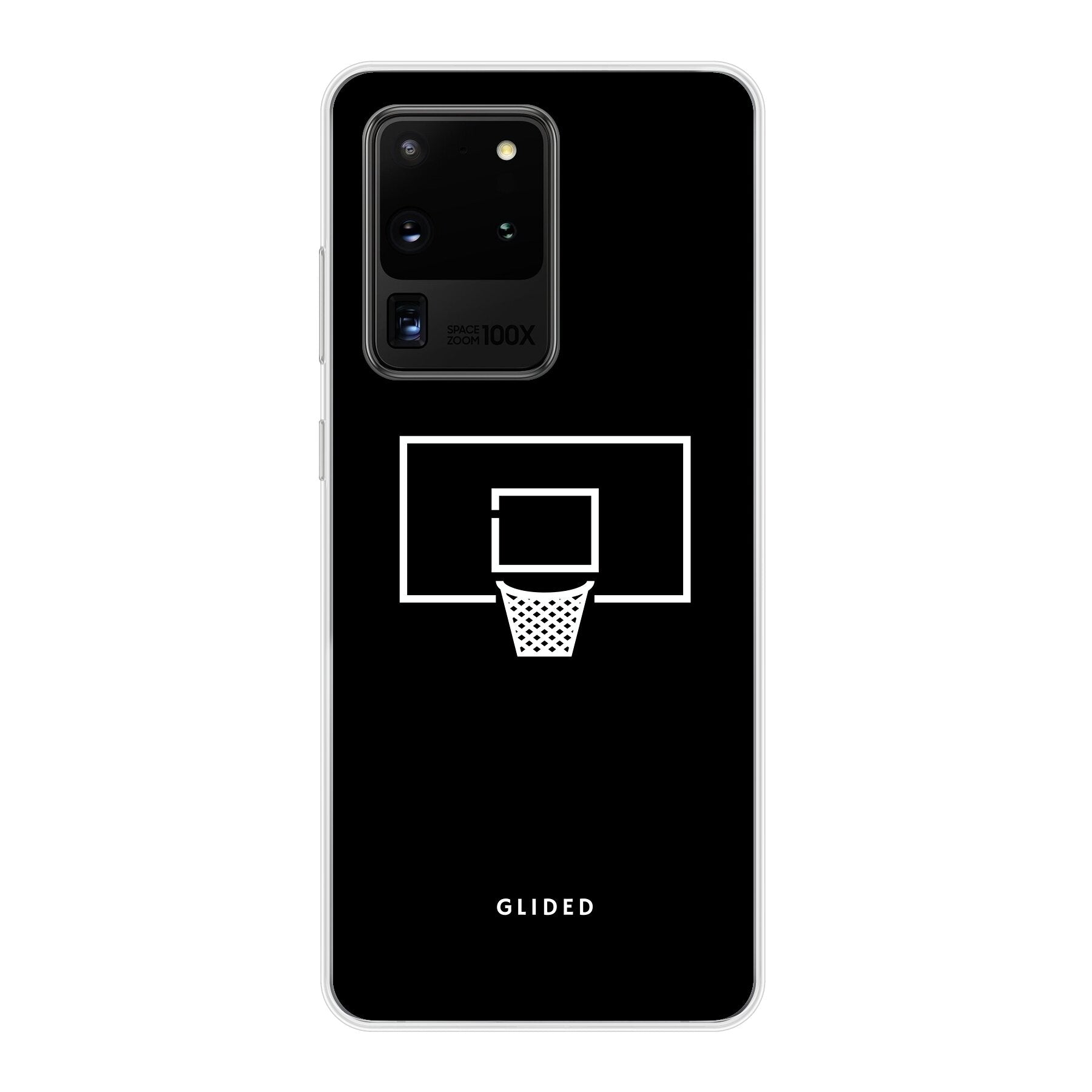 Basketball Fun Handyhülle für Samsung Galaxy S20/S20 5G mit lebendigem Basketballnetz-Design auf dunklem Hintergrund.