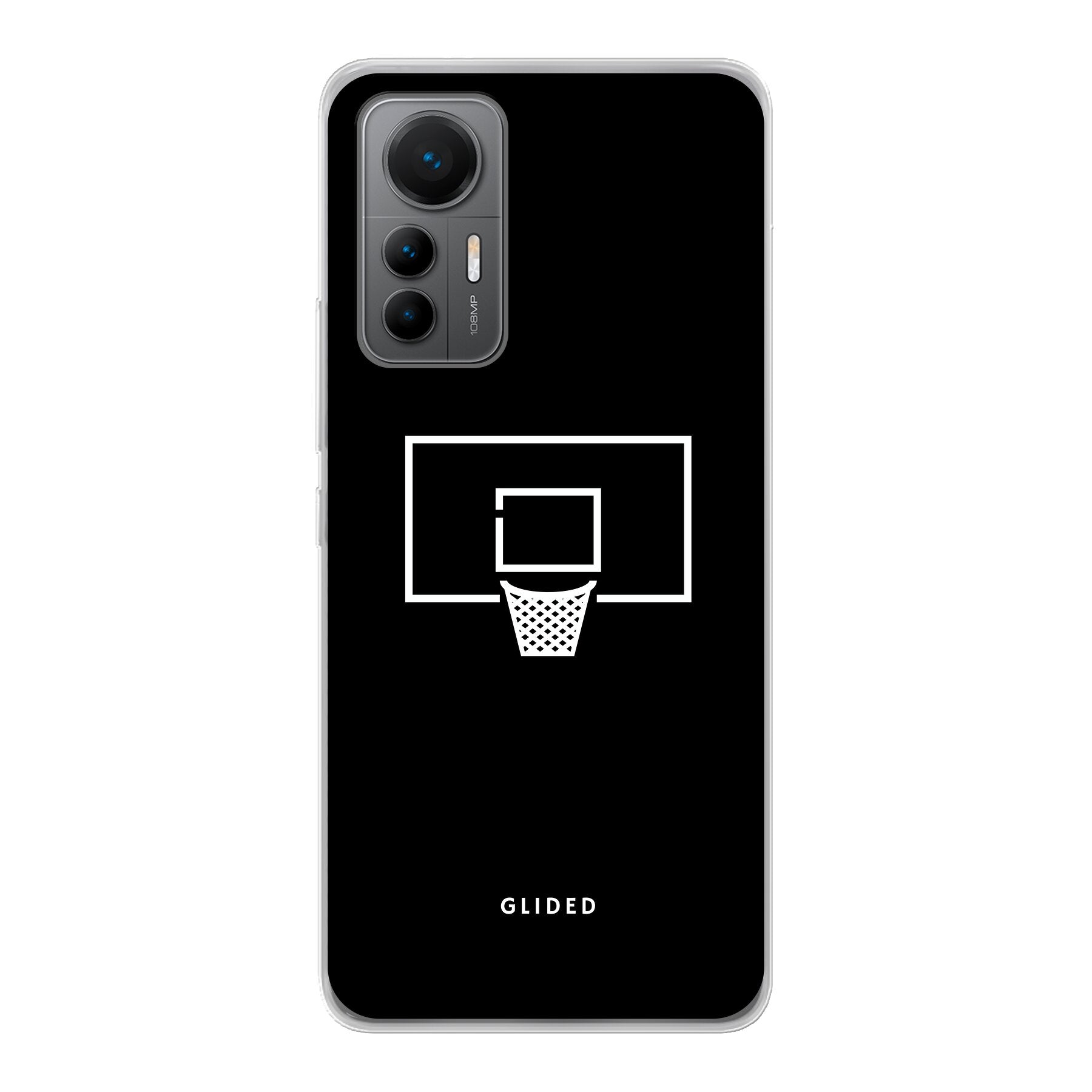 Basketball Fun Handyhülle für Xiaomi 12 Lite mit lebendigem Basketballnetz-Design auf dunklem Hintergrund.