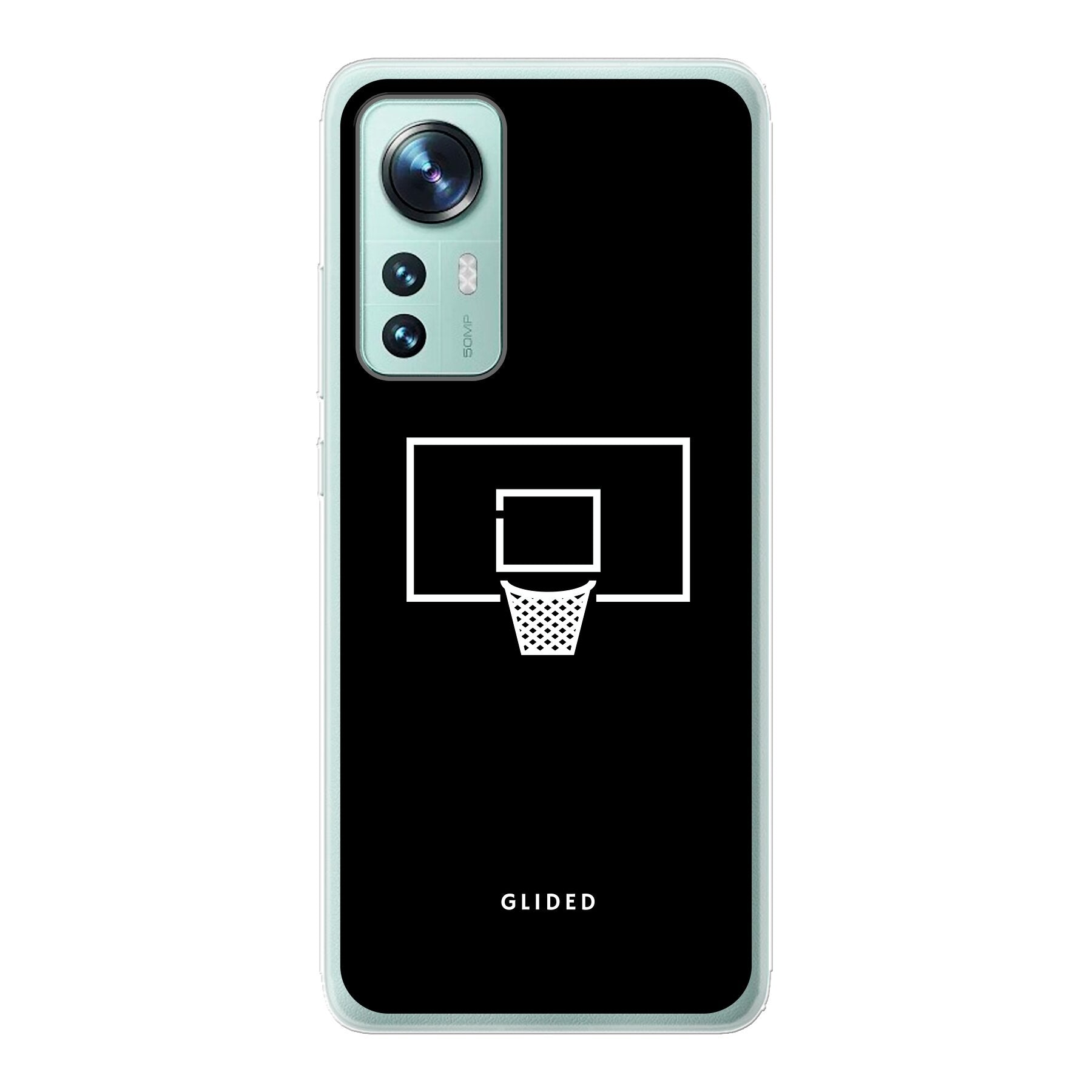 Basketball Fun Handyhülle für Xiaomi 12 Pro mit lebendigem Basketballnetz-Design auf dunklem Hintergrund.