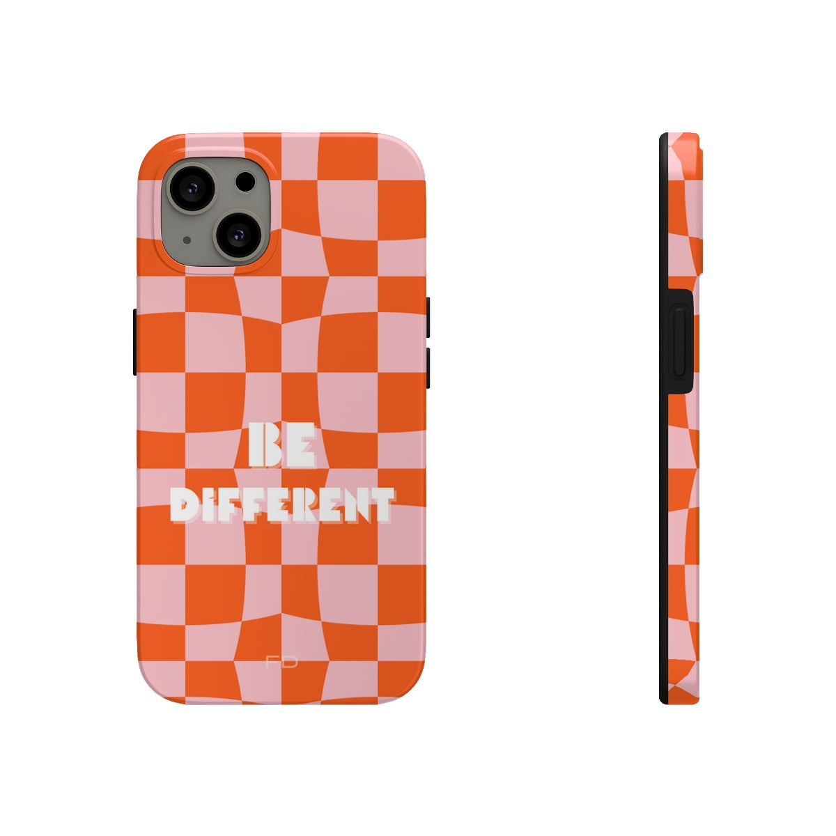 Be Different Touch Case for iPhone, featuring a glossy finish and rubber lining for impact resistance, designed for wireless charging.