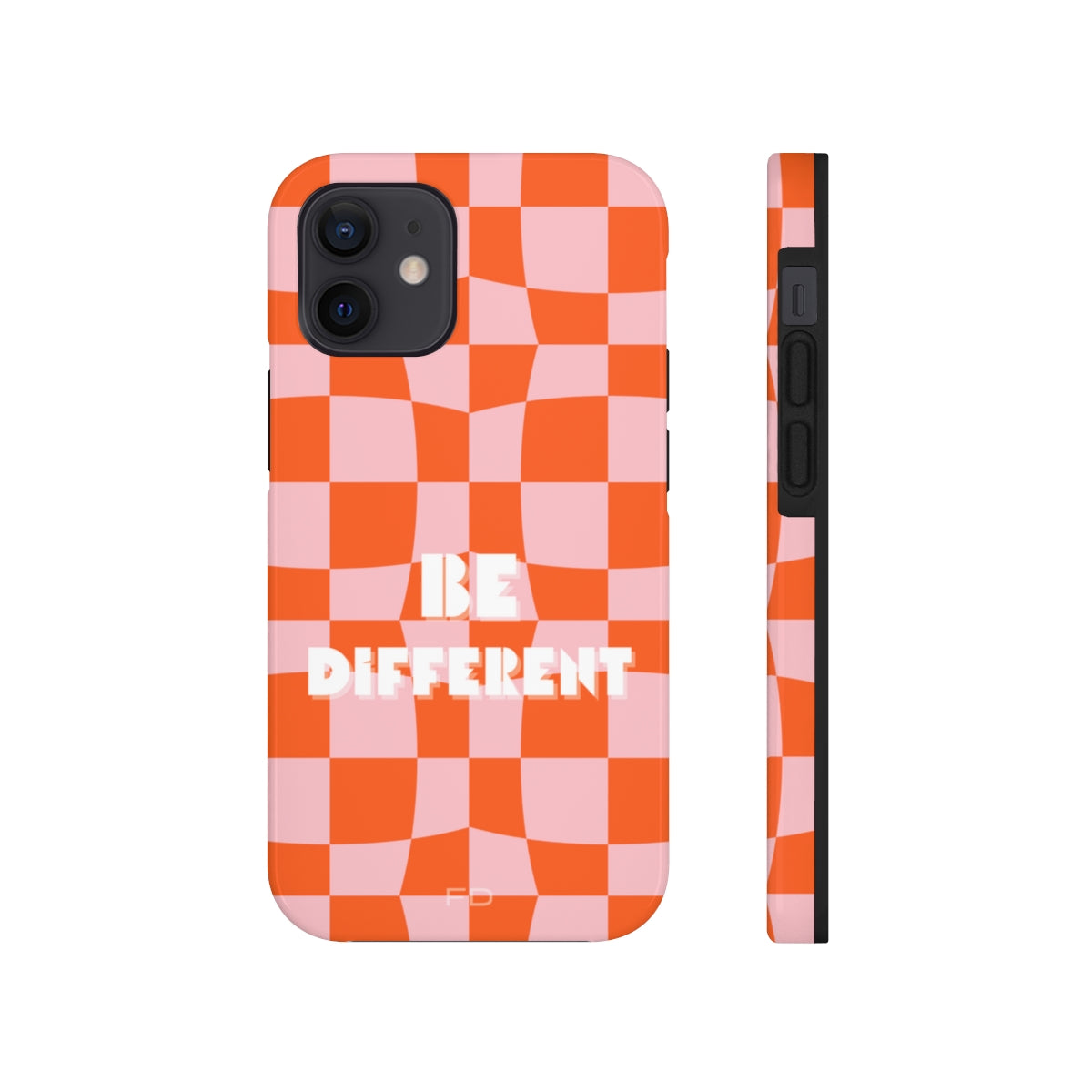 Be Different Touch Case for iPhone, featuring a glossy finish and rubber lining for impact resistance, designed for wireless charging.