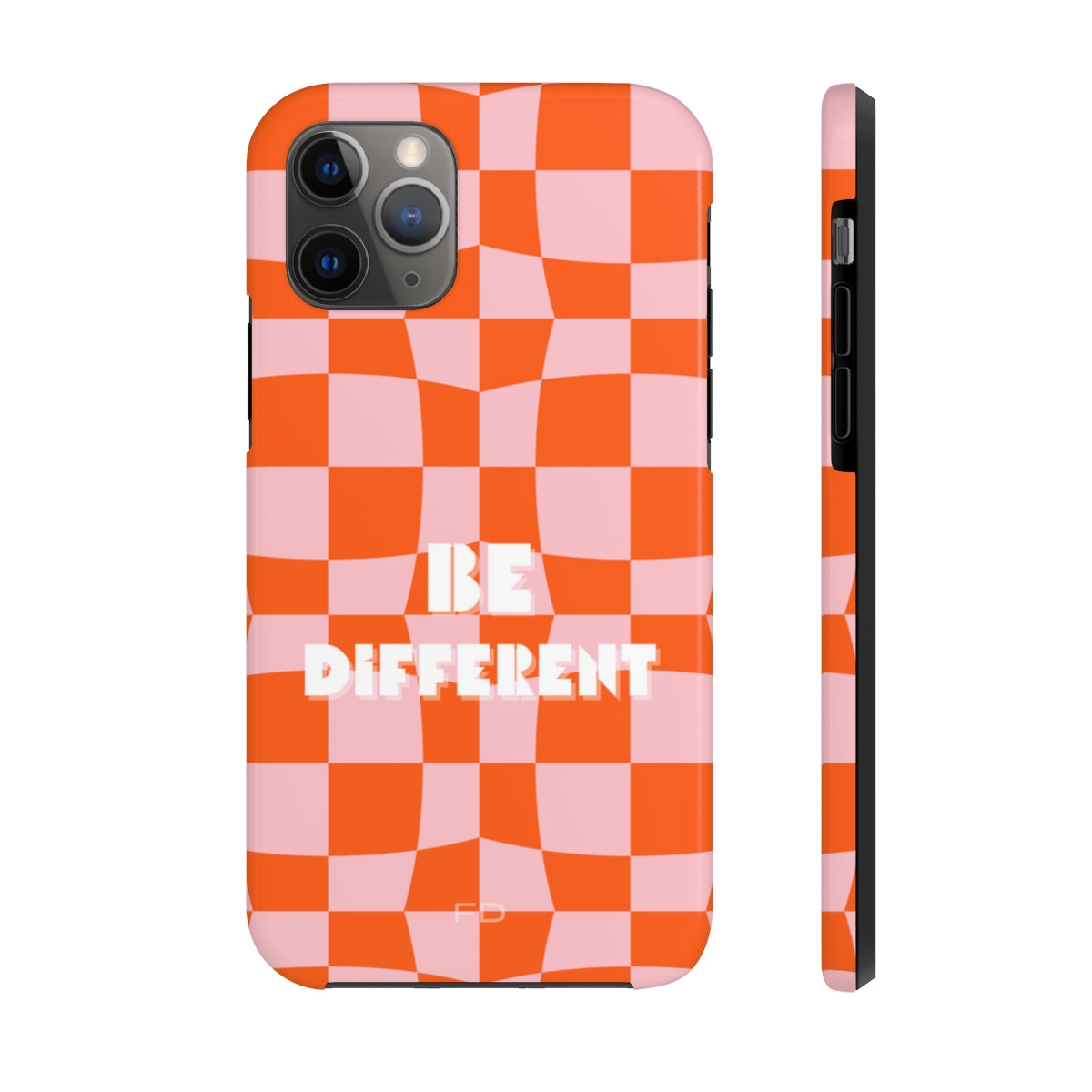 Be Different Touch Case for iPhone, featuring a glossy finish and rubber lining for impact resistance, designed for wireless charging.