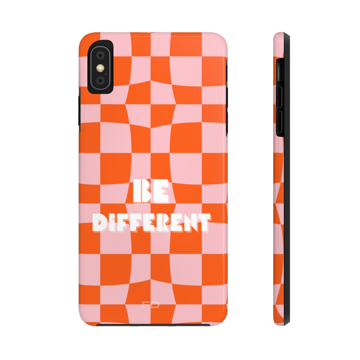 Be Different Touch Case for iPhone, featuring a glossy finish and rubber lining for impact resistance, designed for wireless charging.