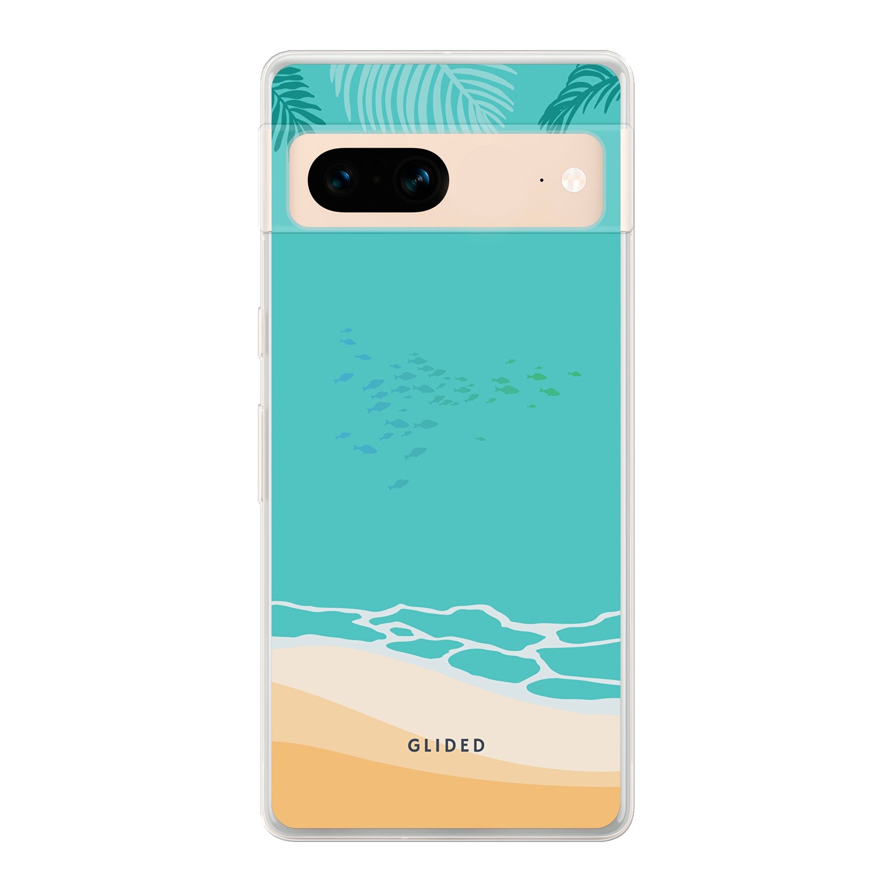 Beachy Google Pixel 7 Handyhülle mit einzigartigem Stranddesign, bietet stilvollen Schutz und ist leicht und schlank.