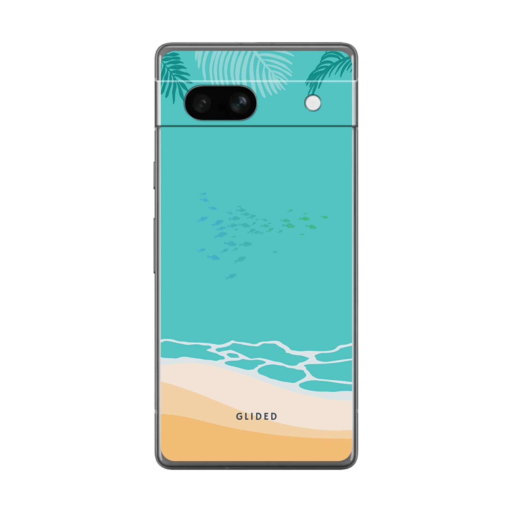 Beachy Handyhülle für Google Pixel 7a mit einzigartigem Stranddesign, bietet stilvollen Schutz und leichten Zugang zu Funktionen.