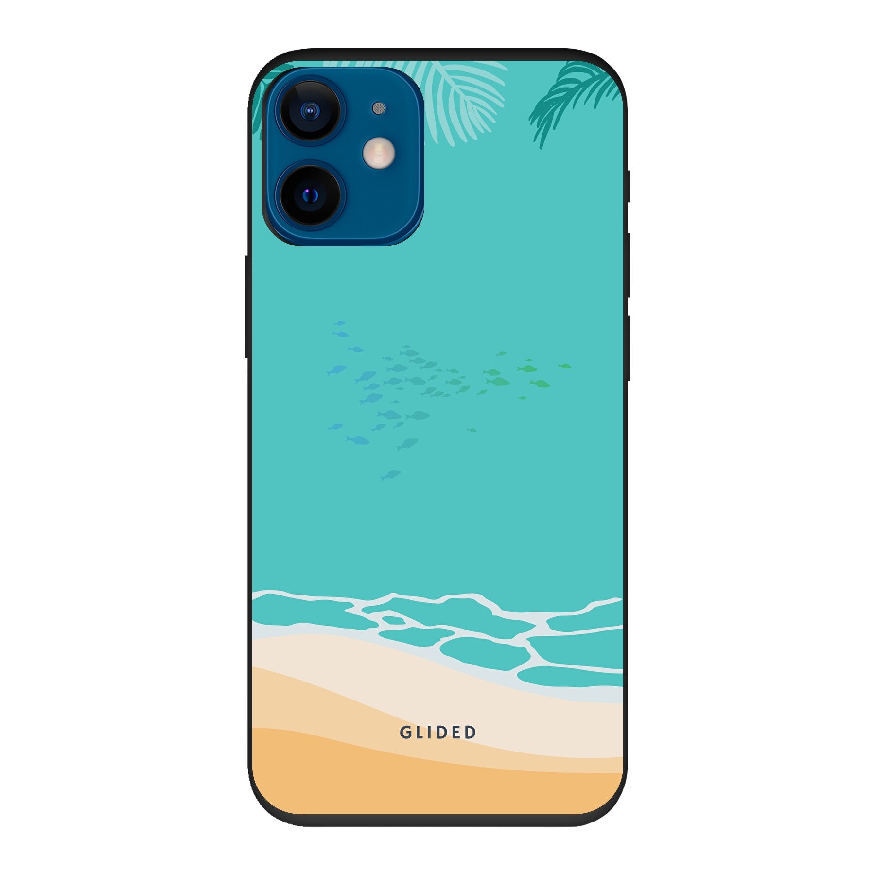 Beachy iPhone 12 mini Handyhülle mit einzigartigem Stranddesign, idealer Schutz und präzisen Aussparungen.