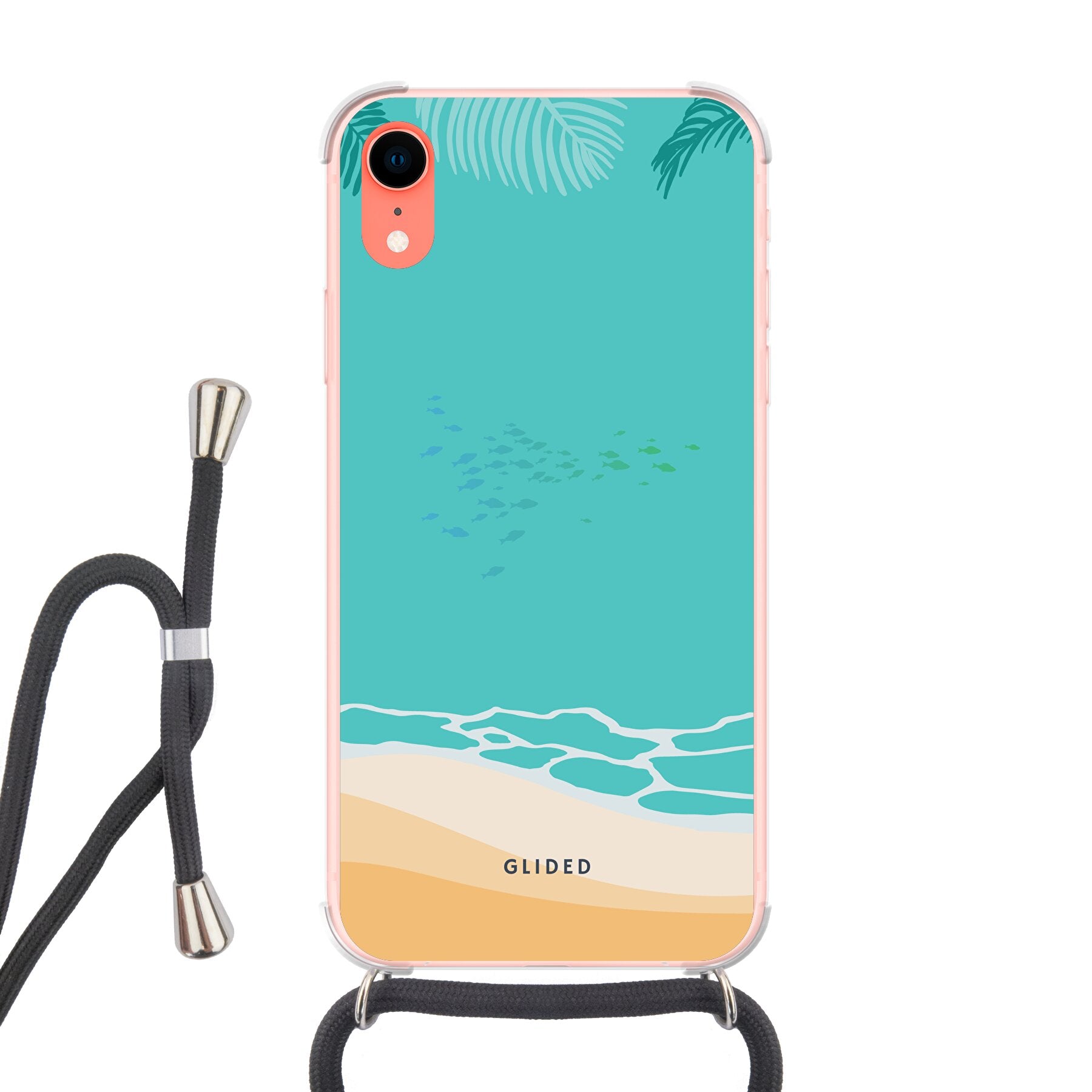 Beachy iPhone XR Handyhülle mit einzigartigem Stranddesign, bietet stilvollen Schutz und leichten Zugang zu Funktionen.