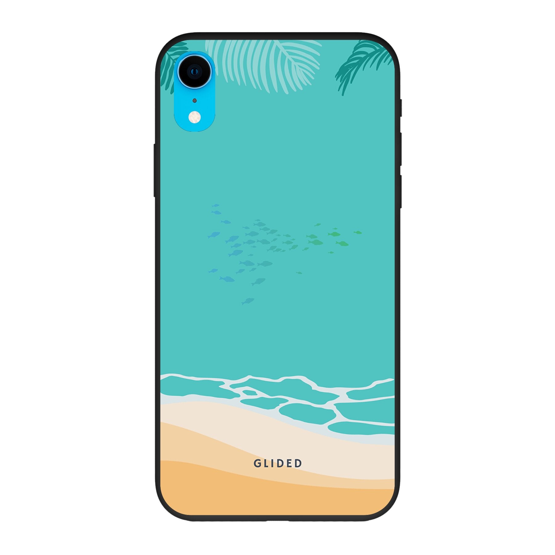 Beachy iPhone XR Handyhülle mit einzigartigem Stranddesign, bietet stilvollen Schutz und leichten Zugang zu Funktionen.