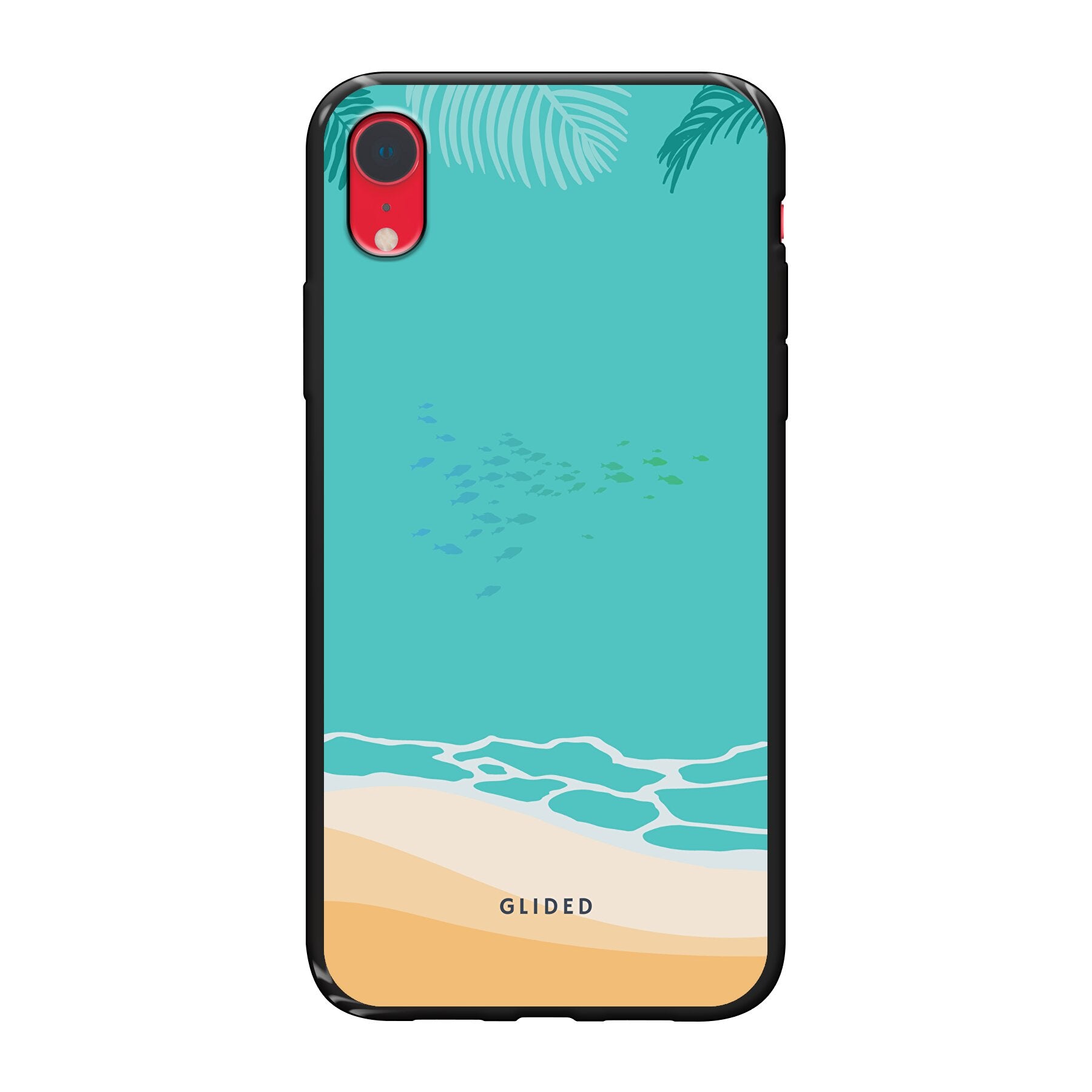Beachy iPhone XR Handyhülle mit einzigartigem Stranddesign, bietet stilvollen Schutz und leichten Zugang zu Funktionen.