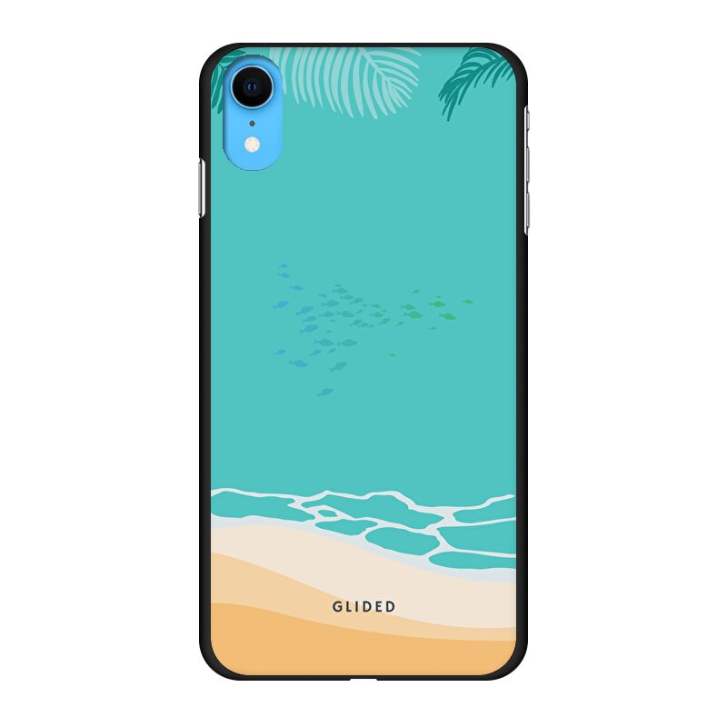 Beachy iPhone XR Handyhülle mit einzigartigem Stranddesign, bietet stilvollen Schutz und leichten Zugang zu Funktionen.