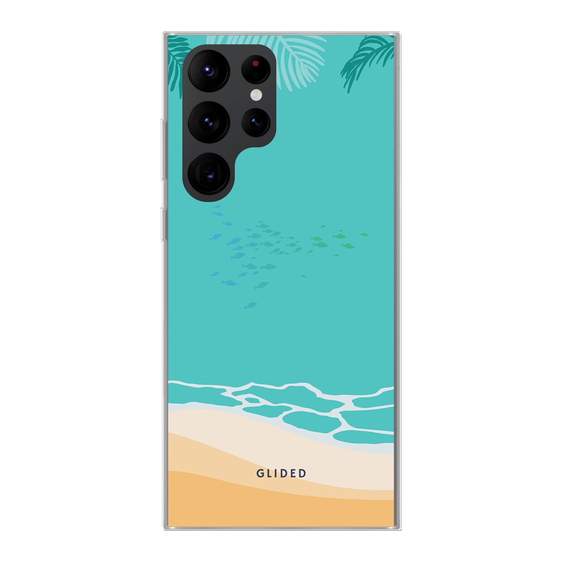 Beachy Handyhülle für Samsung Galaxy S22 Ultra mit einzigartigem Stranddesign, bietet stilvollen Schutz und präzise Aussparungen.