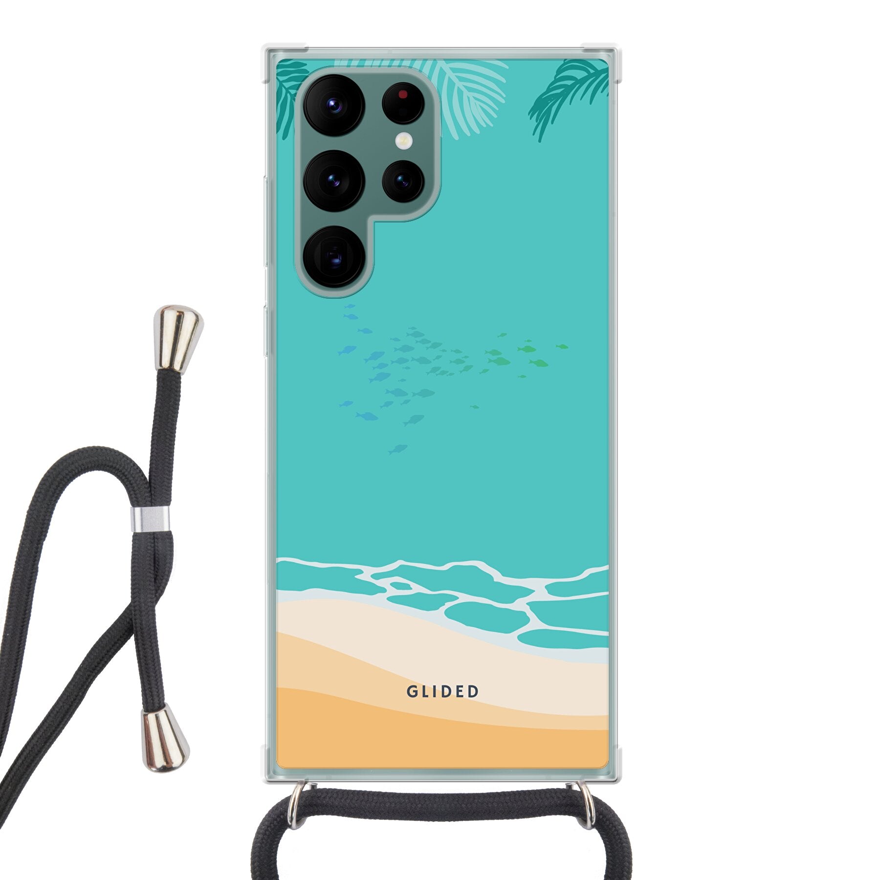 Beachy Handyhülle für Samsung Galaxy S22 Ultra mit einzigartigem Stranddesign, bietet stilvollen Schutz und präzise Aussparungen.