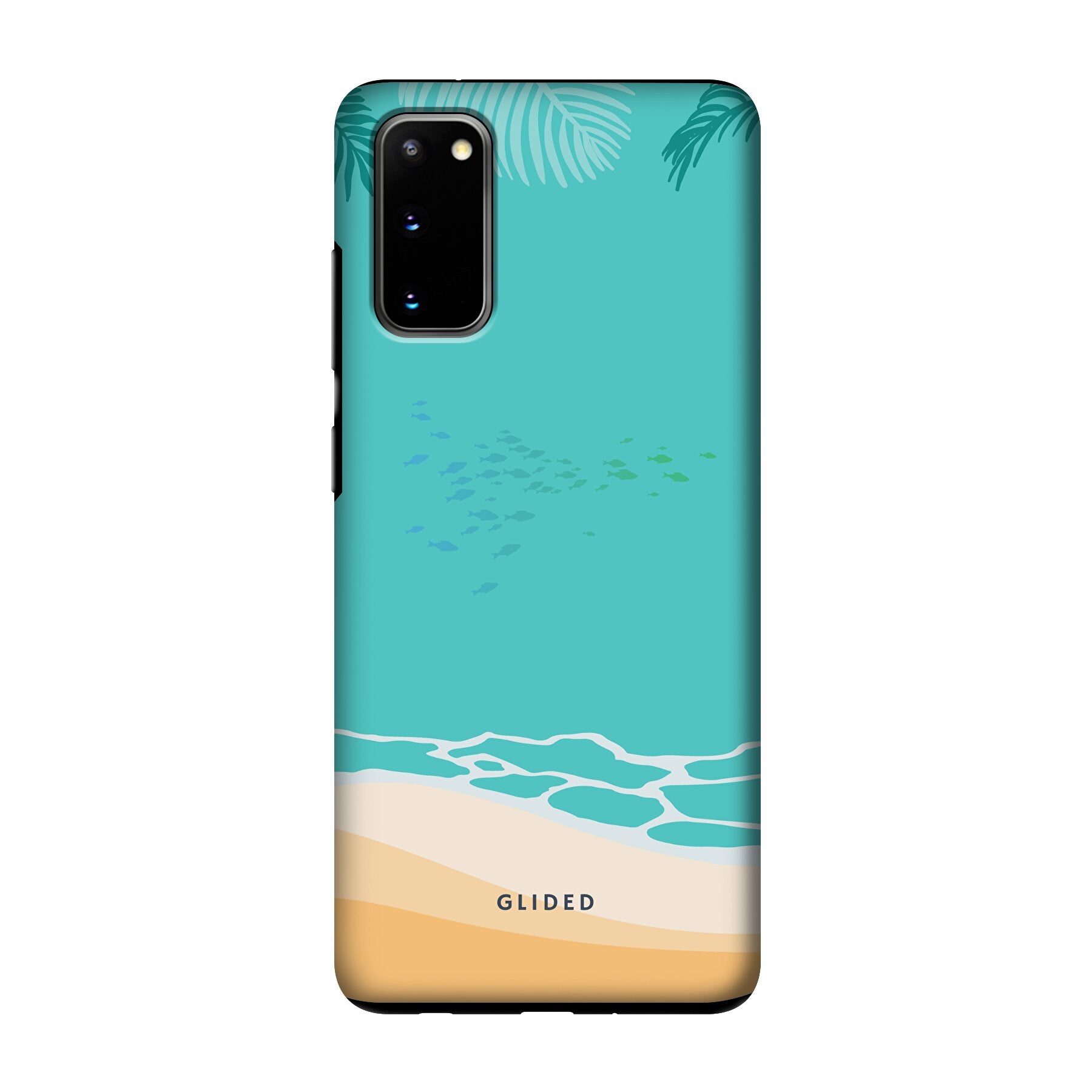 Beachy Handyhülle für Samsung Galaxy S20/S20 5G mit einzigartigem Stranddesign, stoßfestem Schutz und präzisen Aussparungen.
