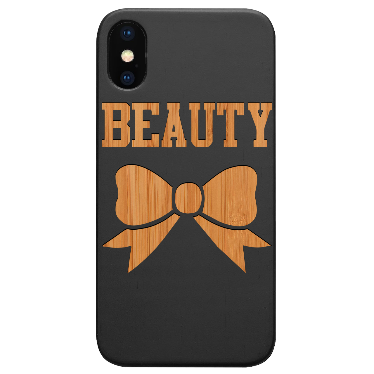 Beauty - Engraved wooden phone case featuring unique laser-engraved designs and durable materials, suitable for iPhone and Samsung models.