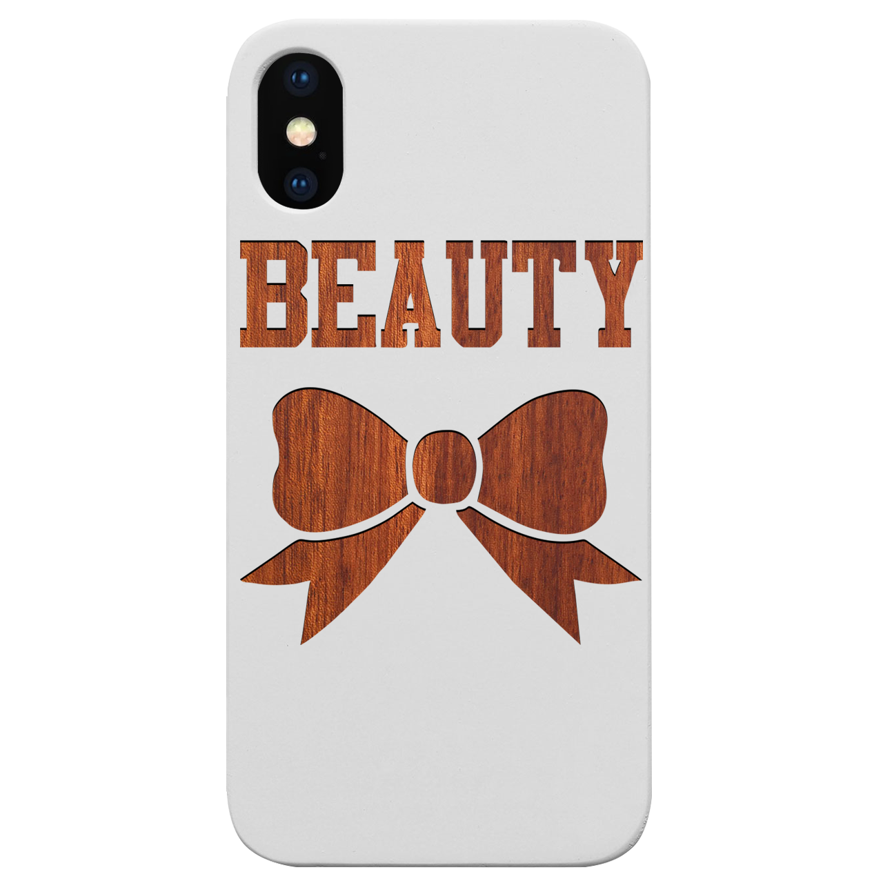 Beauty - Engraved wooden phone case featuring unique laser-engraved designs and durable materials, suitable for iPhone and Samsung models.