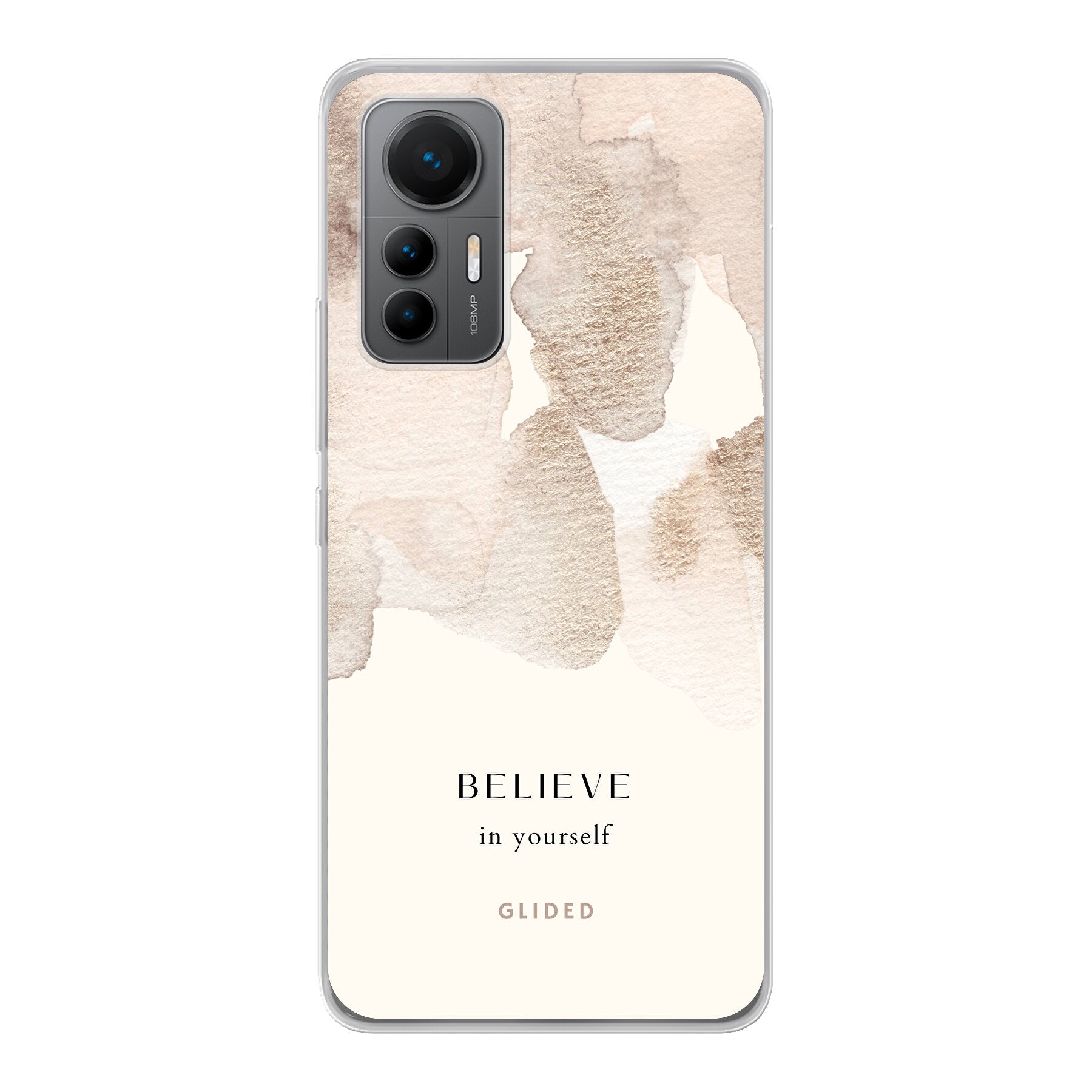 Xiaomi 12 Lite Handyhülle mit Aquarellfarben und inspirierender Botschaft 'Believe in Yourself', idealer Schutz und Motivation.