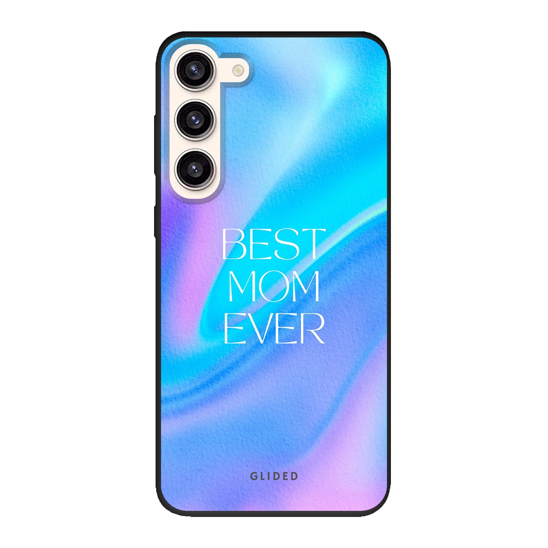 Samsung Galaxy S23 Plus Hülle mit 'Best Mom' Design, zarten Blumen und liebevollen Details, idealer Schutz für das Handy.