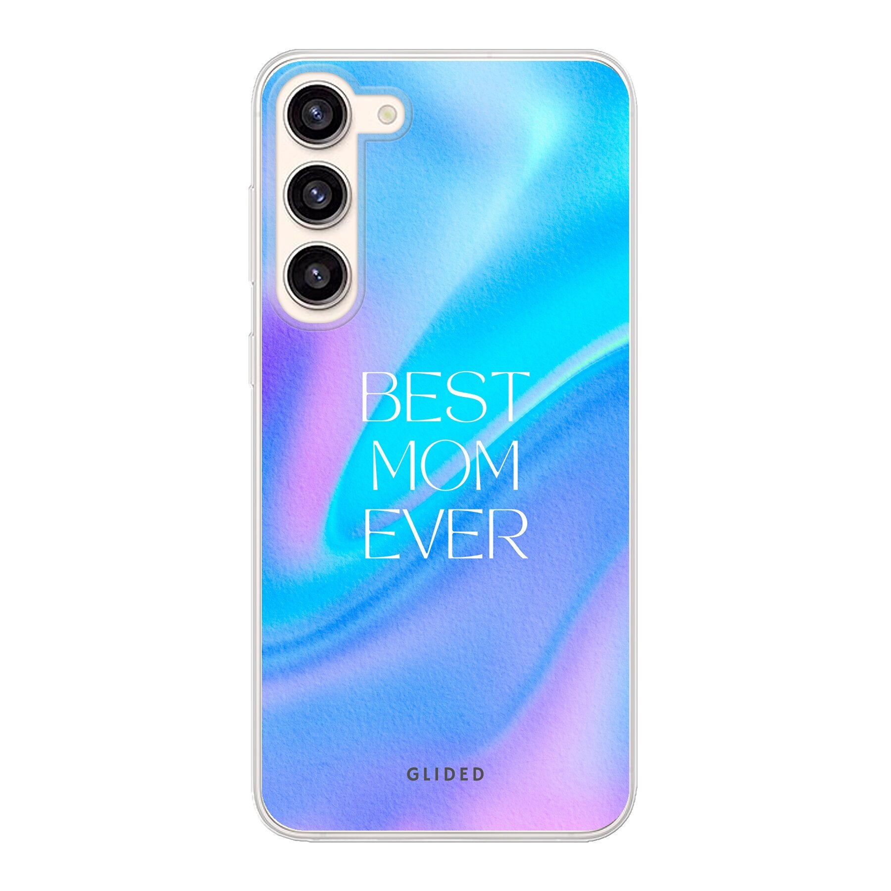 Samsung Galaxy S23 Plus Hülle mit 'Best Mom' Design, zarten Blumen und liebevollen Details, idealer Schutz für das Handy.