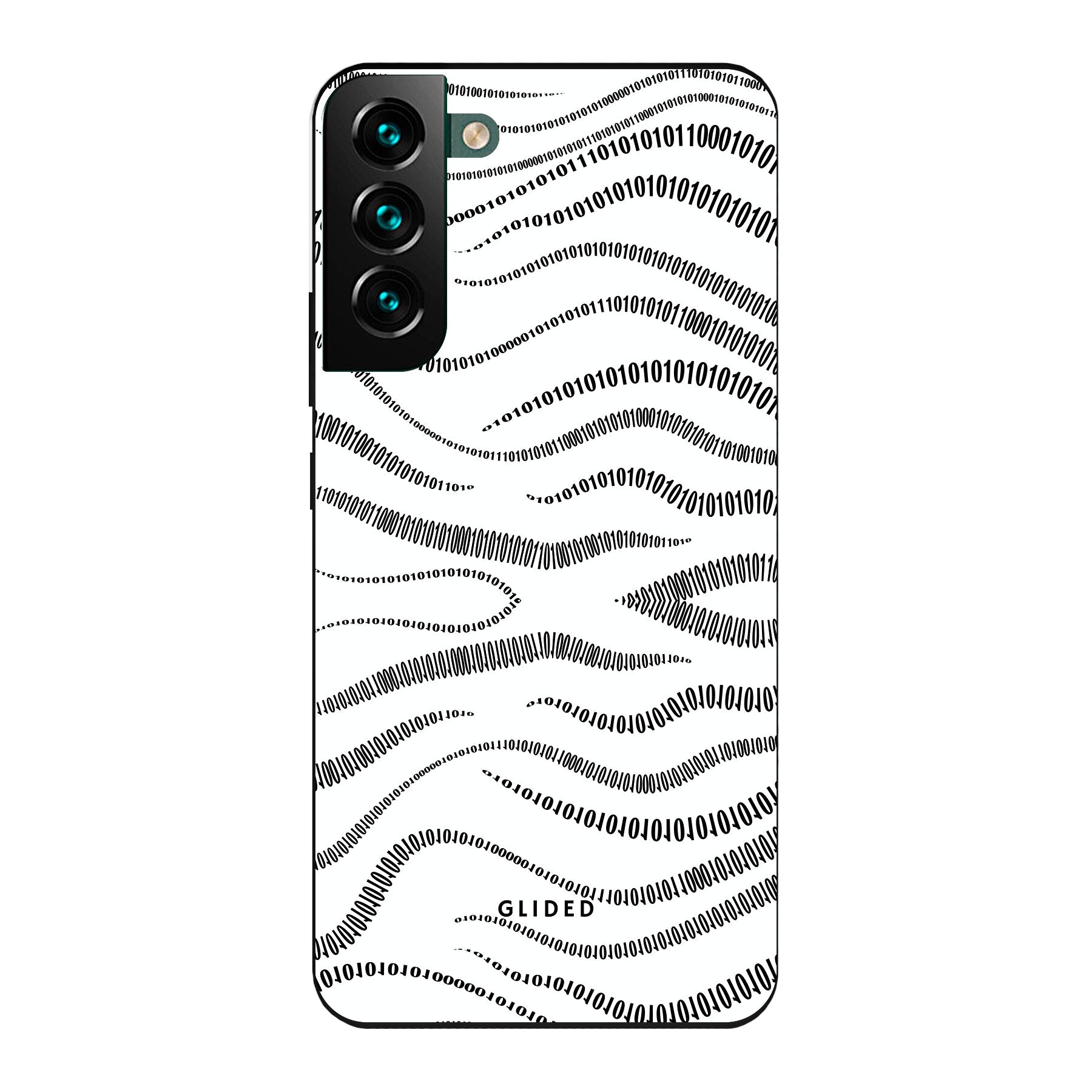 Samsung Galaxy S22 Plus Handyhülle mit Binary Code Design, bestehend aus 0 und 1 auf weißem Hintergrund, bietet minimalistischen Schutz.