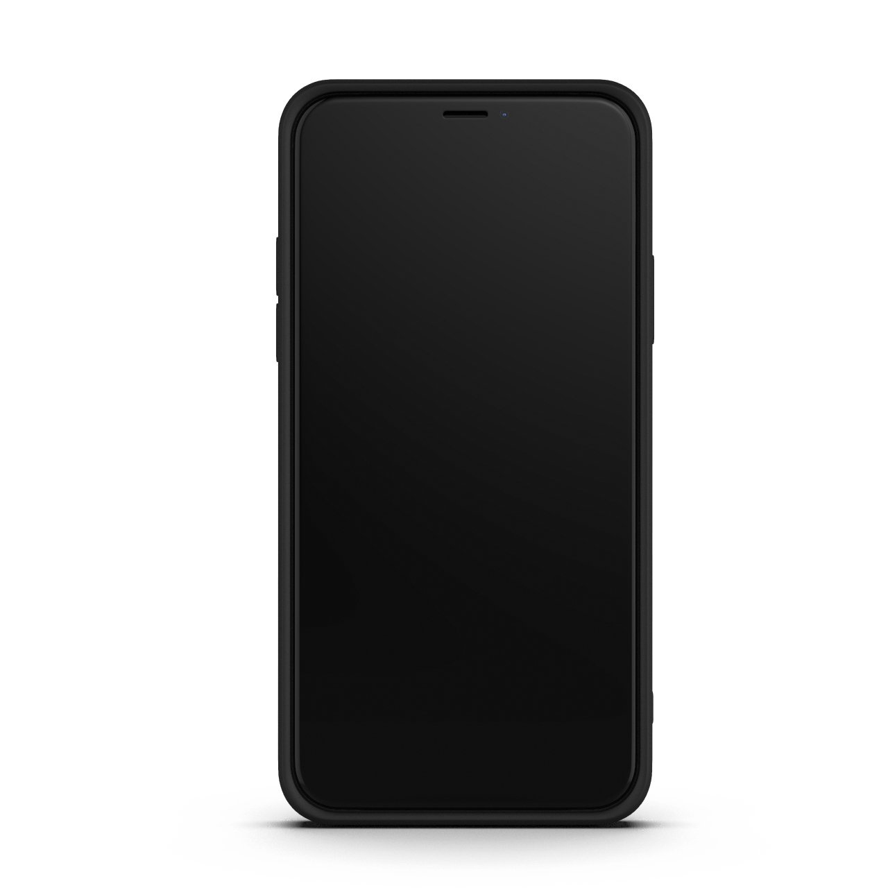 Black iPhone X / XS case made from durable Liquid Silicone with soft microfiber lining, showcasing its sleek design and protective features.