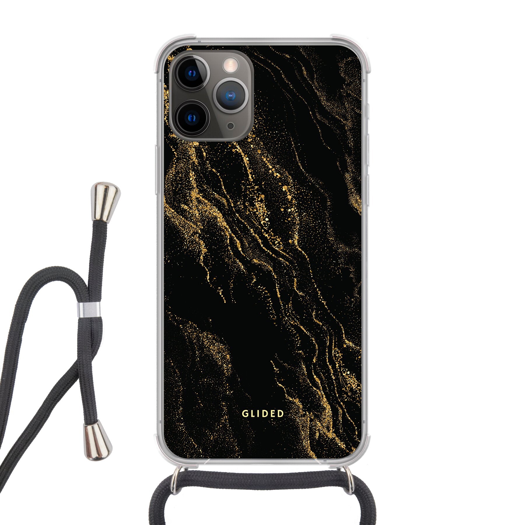Elegante Black Marble iPhone 11 Pro Handyhülle mit luxuriösem schwarzem Marmordesign, idealer Schutz und schlankes Profil.
