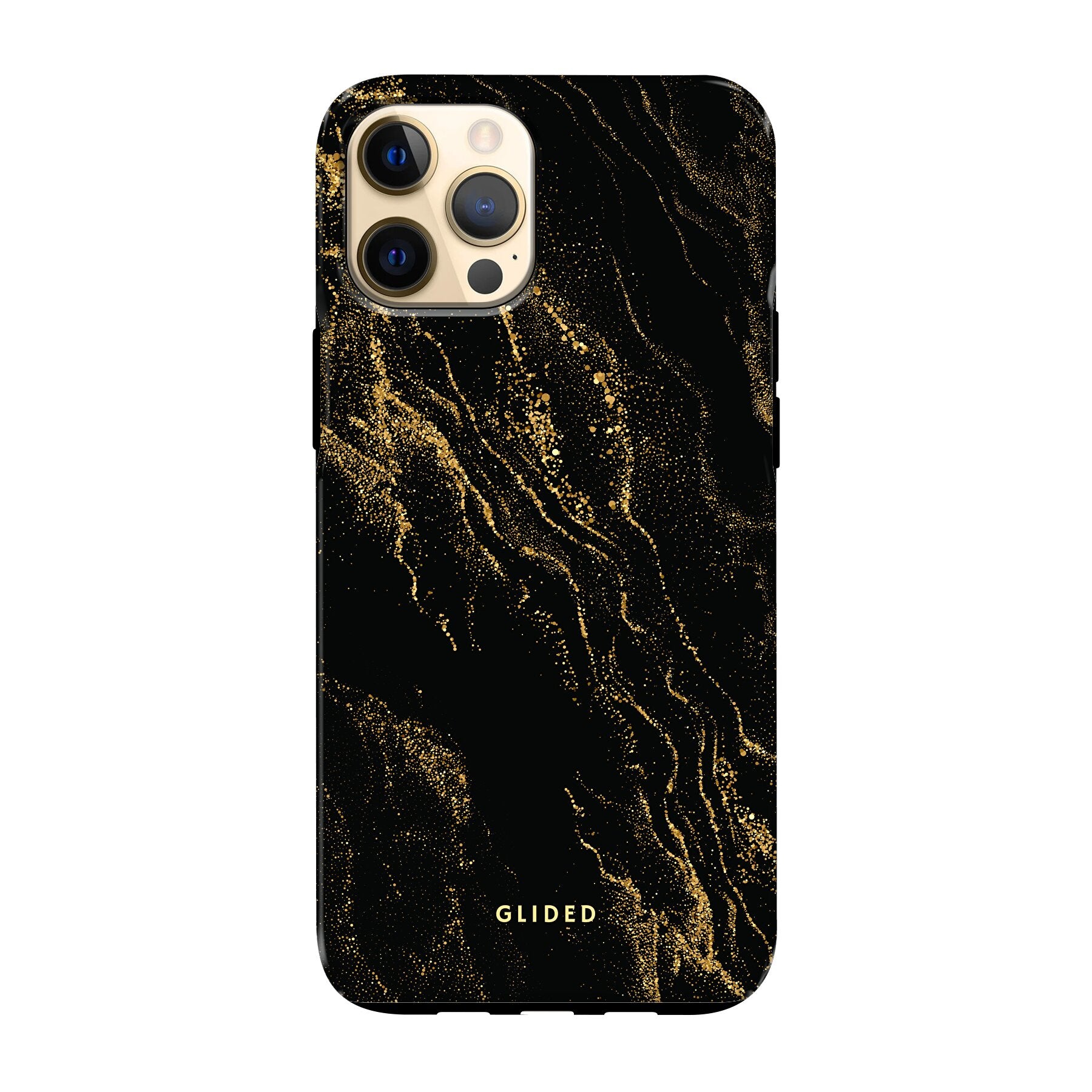 Elegante Black Marble iPhone 12 Pro Max Handyhülle mit luxuriösem schwarzem Marmordesign, idealer Schutz und schlankes Profil.