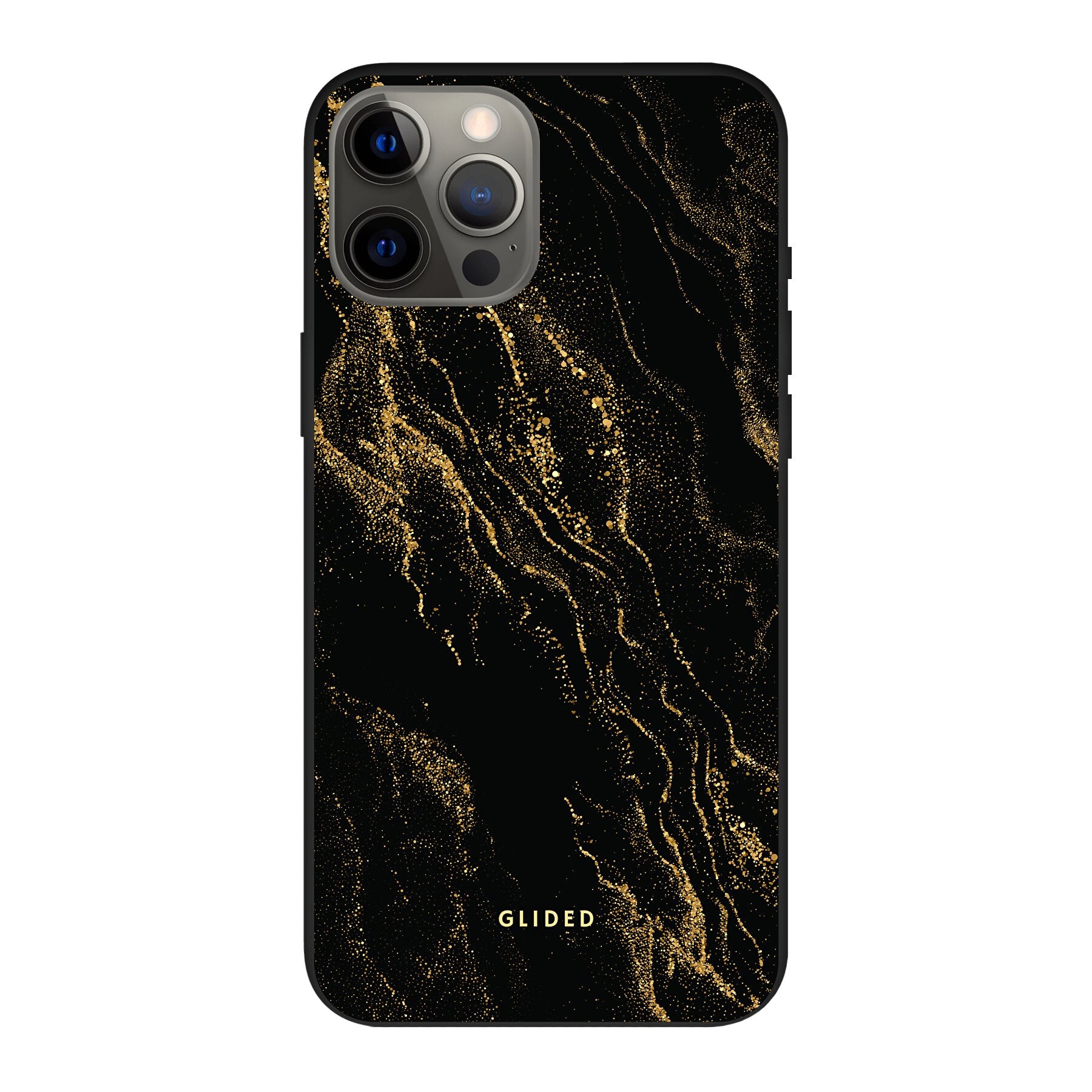 Elegante Black Marble iPhone 12 Pro Max Handyhülle mit luxuriösem schwarzem Marmordesign, idealer Schutz und schlankes Profil.