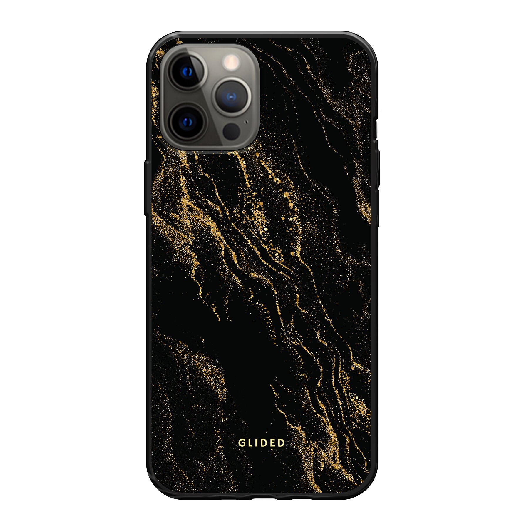 Elegante Black Marble iPhone 12 Pro Max Handyhülle mit luxuriösem schwarzem Marmordesign, idealer Schutz und schlankes Profil.