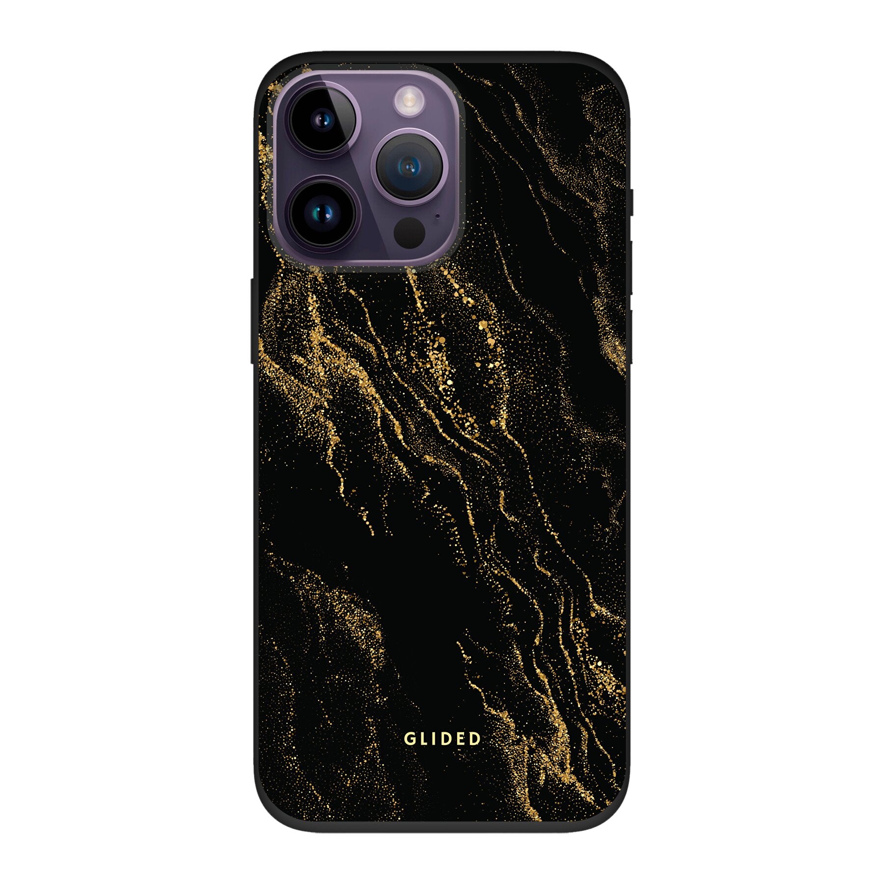 Elegante Black Marble iPhone 14 Pro Max Handyhülle mit luxuriösem schwarzem Marmordesign, idealer Schutz und schlankes Profil.