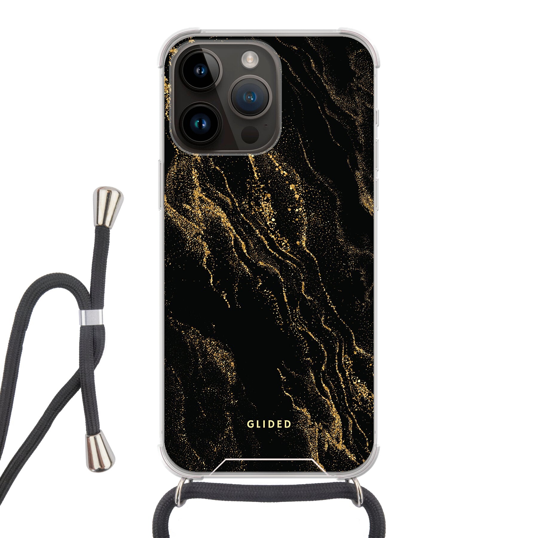 Elegante Black Marble iPhone 14 Pro Max Handyhülle mit luxuriösem schwarzem Marmordesign, idealer Schutz und schlankes Profil.