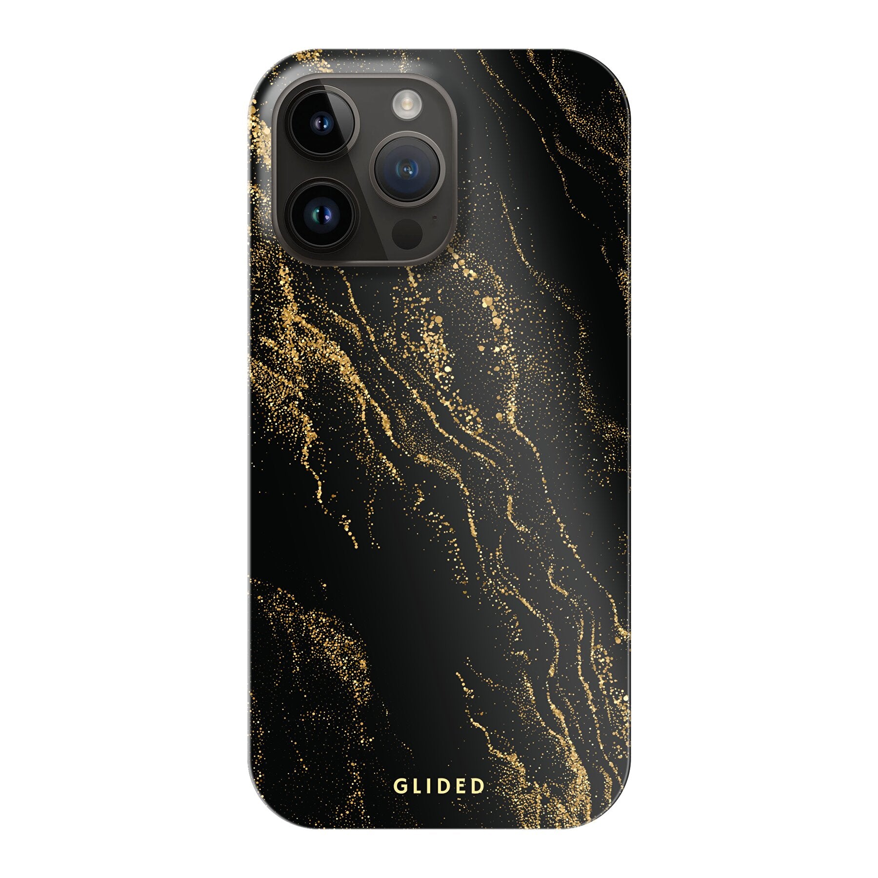 Elegante Black Marble iPhone 14 Pro Max Handyhülle mit luxuriösem schwarzem Marmordesign, idealer Schutz und schlankes Profil.