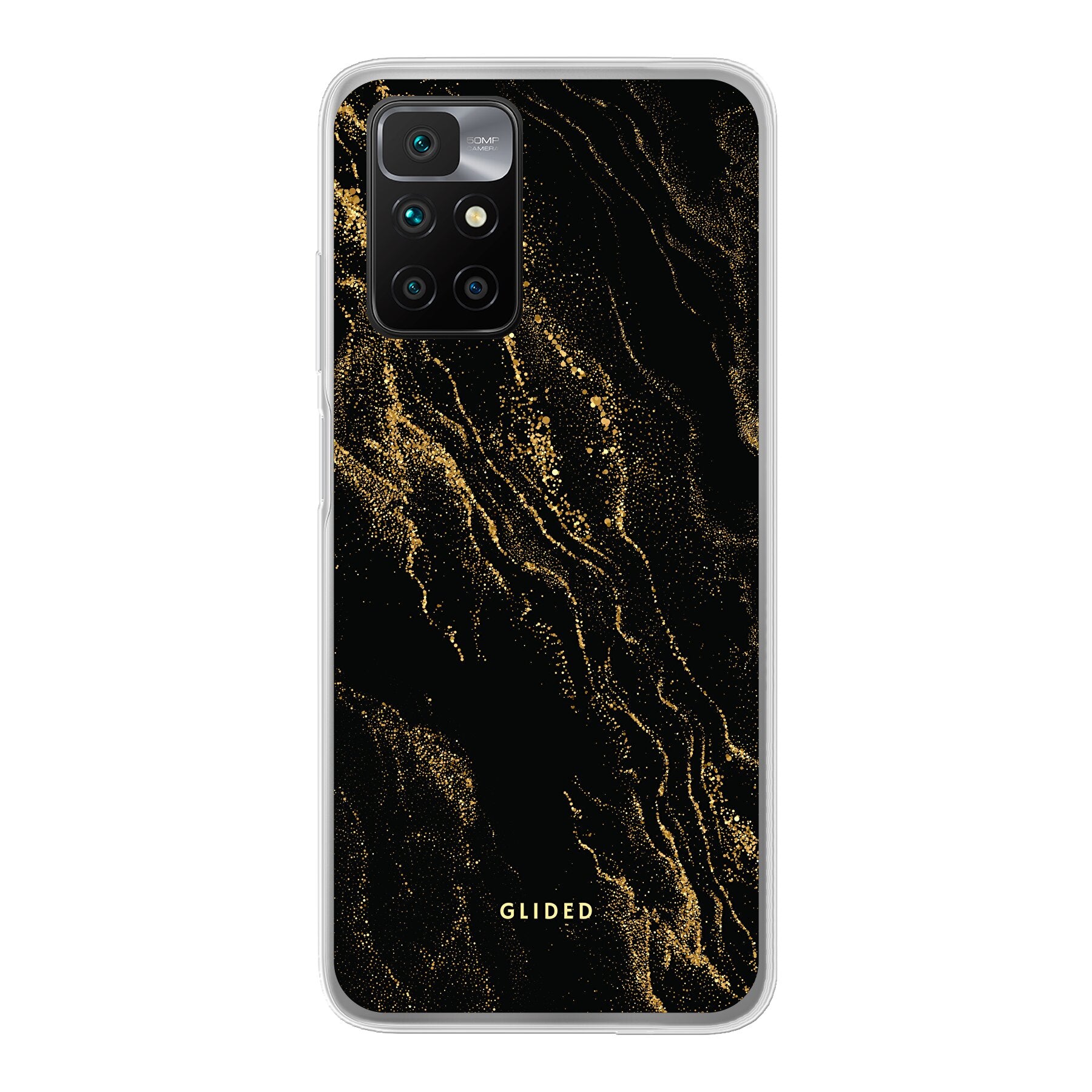 Elegante Black Marble Handyhülle für Xiaomi Redmi 10 mit luxuriösem Marmordesign, bietet stilvollen Schutz und präzise Aussparungen.