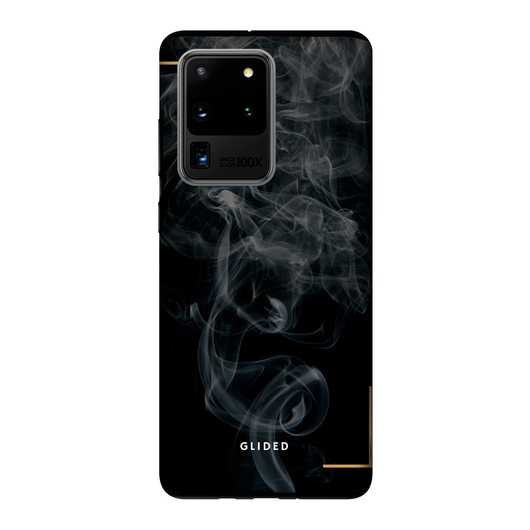 Schwarze Handyhülle mit mysteriösem Rauchdesign für Samsung Galaxy S20 Ultra, elegant und schützend.