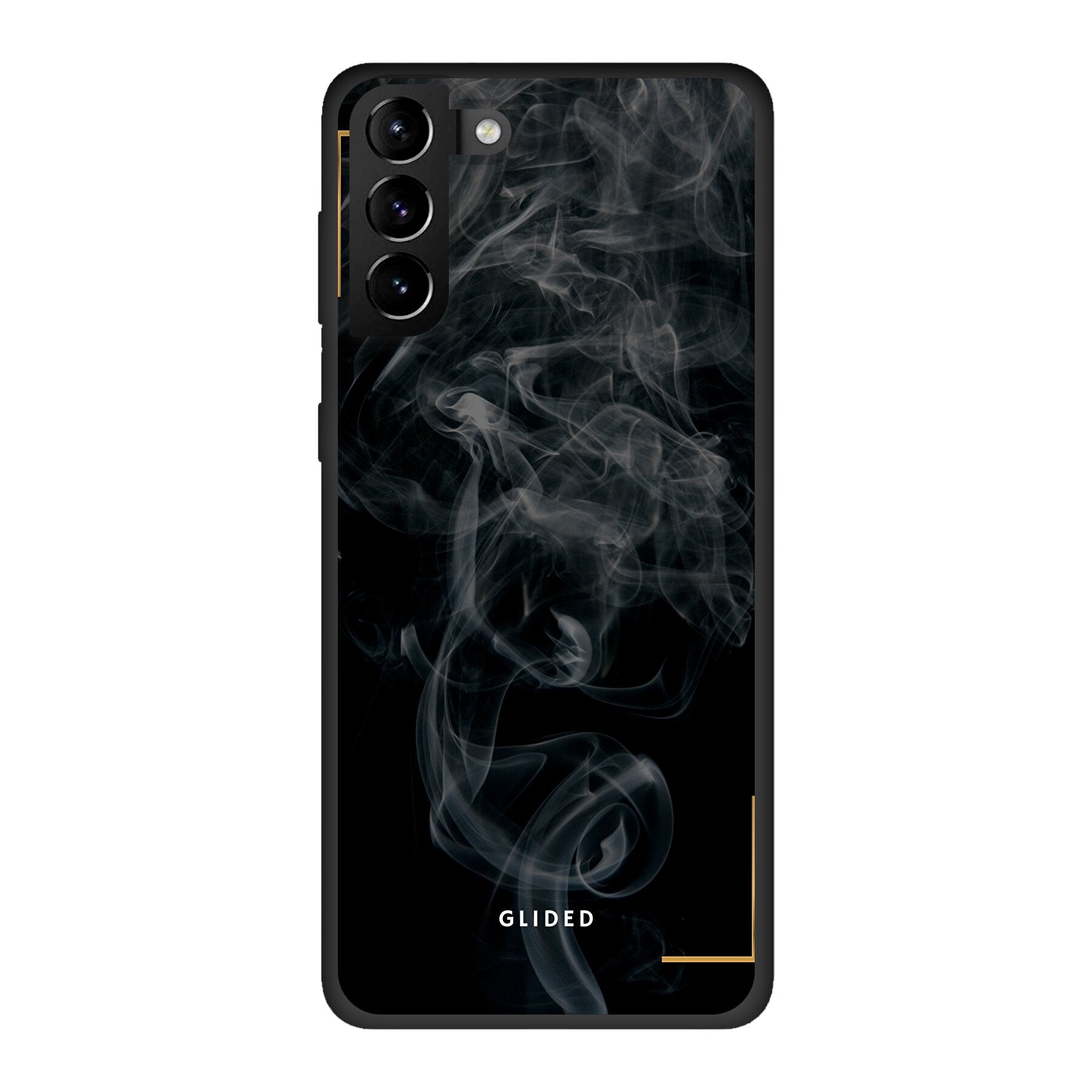 Schwarze Handyhülle mit mysteriösem Rauchdesign für Samsung Galaxy S21 Plus 5G, elegant und schützend.