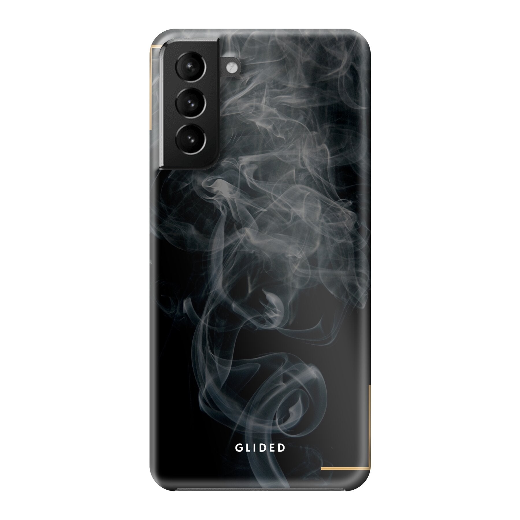 Schwarze Handyhülle mit mysteriösem Rauchdesign für Samsung Galaxy S21 Plus 5G, elegant und schützend.
