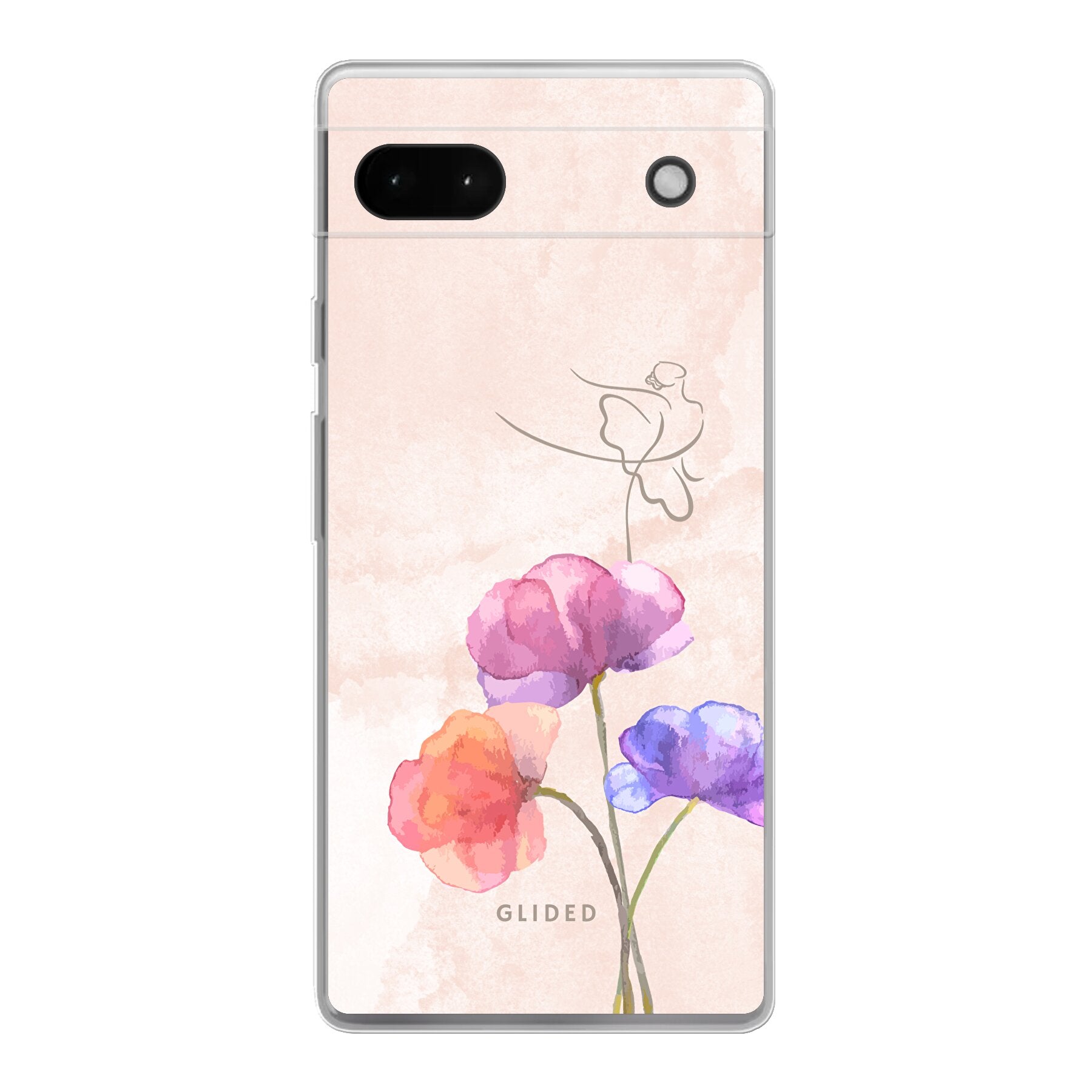 Blossom Handyhülle für Google Pixel 6a mit Ballerina-Design in Pastellfarben, bietet stilvollen Schutz und eleganten Look.