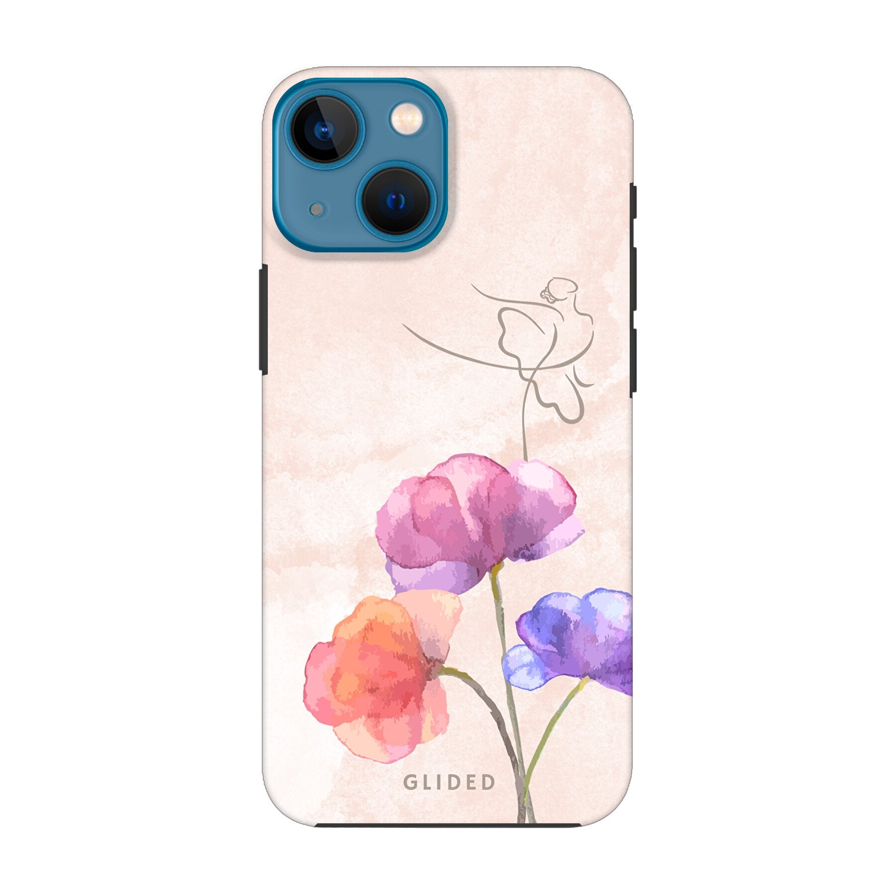 Blossom iPhone 13 mini Handyhülle mit Ballerina-Design in zarten Pastellfarben, elegant und schützend.