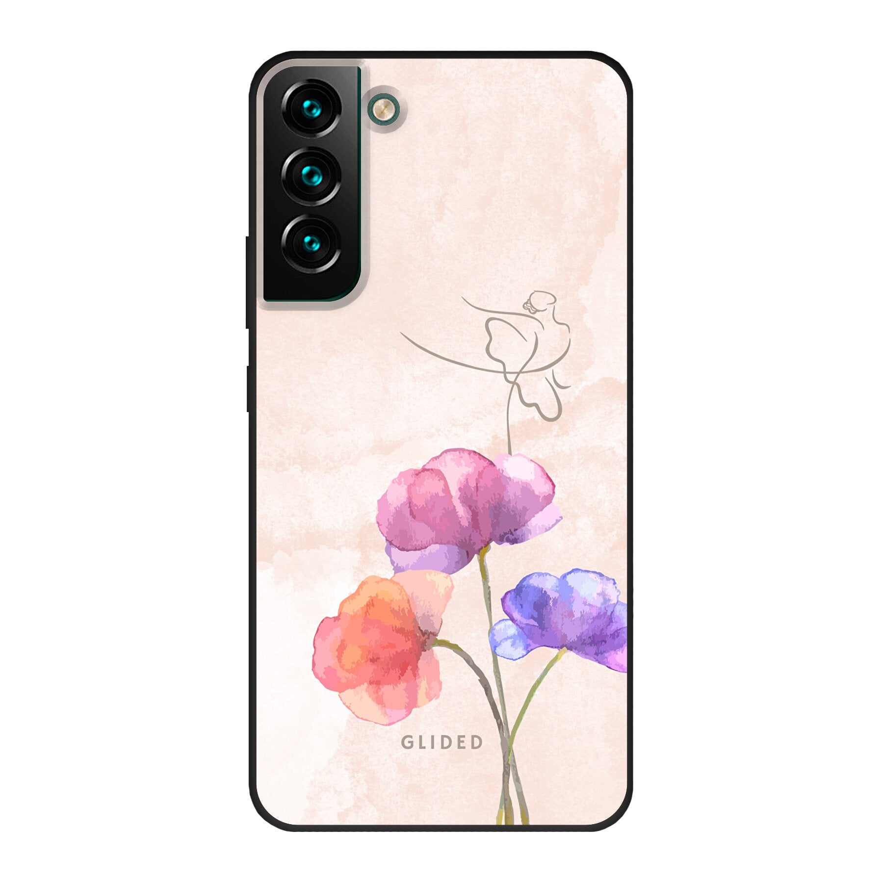 Blossom Handyhülle für Samsung Galaxy S22 Plus mit zarten Pastellfarben und einer Ballerina auf einer Blume, stilvoll und schützend.