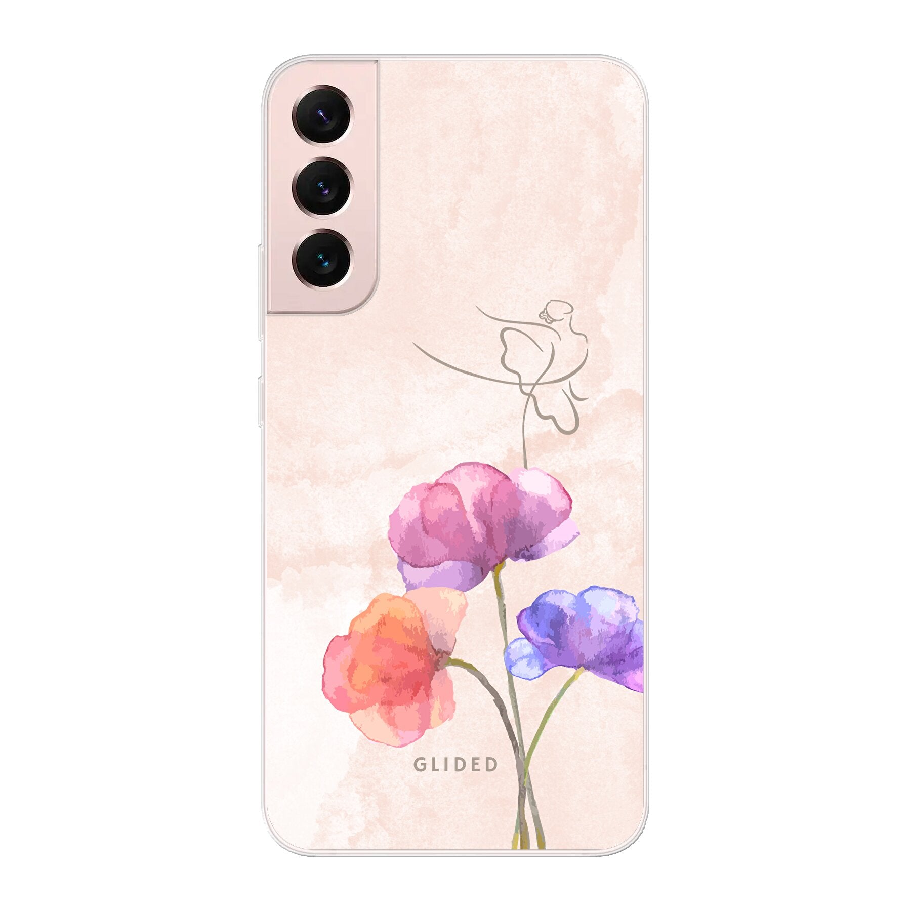 Blossom Handyhülle für Samsung Galaxy S22 Plus mit zarten Pastellfarben und einer Ballerina auf einer Blume, stilvoll und schützend.