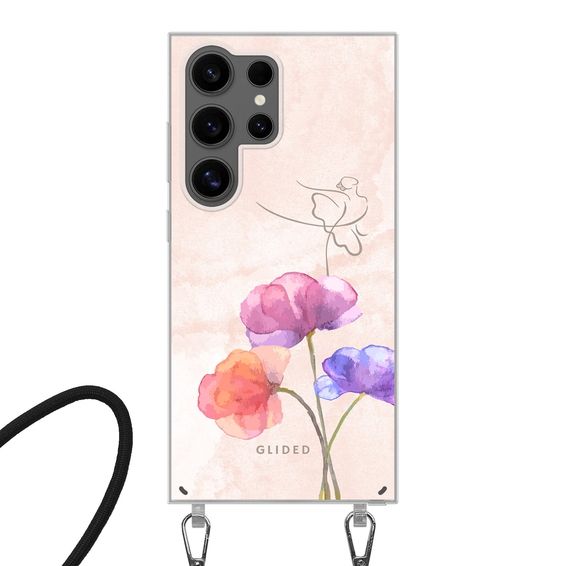 Blossom Handyhülle für Samsung Galaxy S24 Ultra mit zartem Ballerina-Design auf einer Blume in Pastellfarben, idealer Schutz und stilvoll.