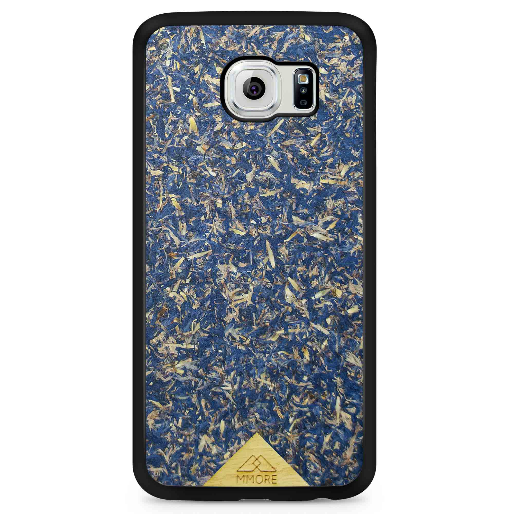 A vibrant Blue Cornflower Phone Case showcasing pressed blue petals, elegantly designed for smartphones.