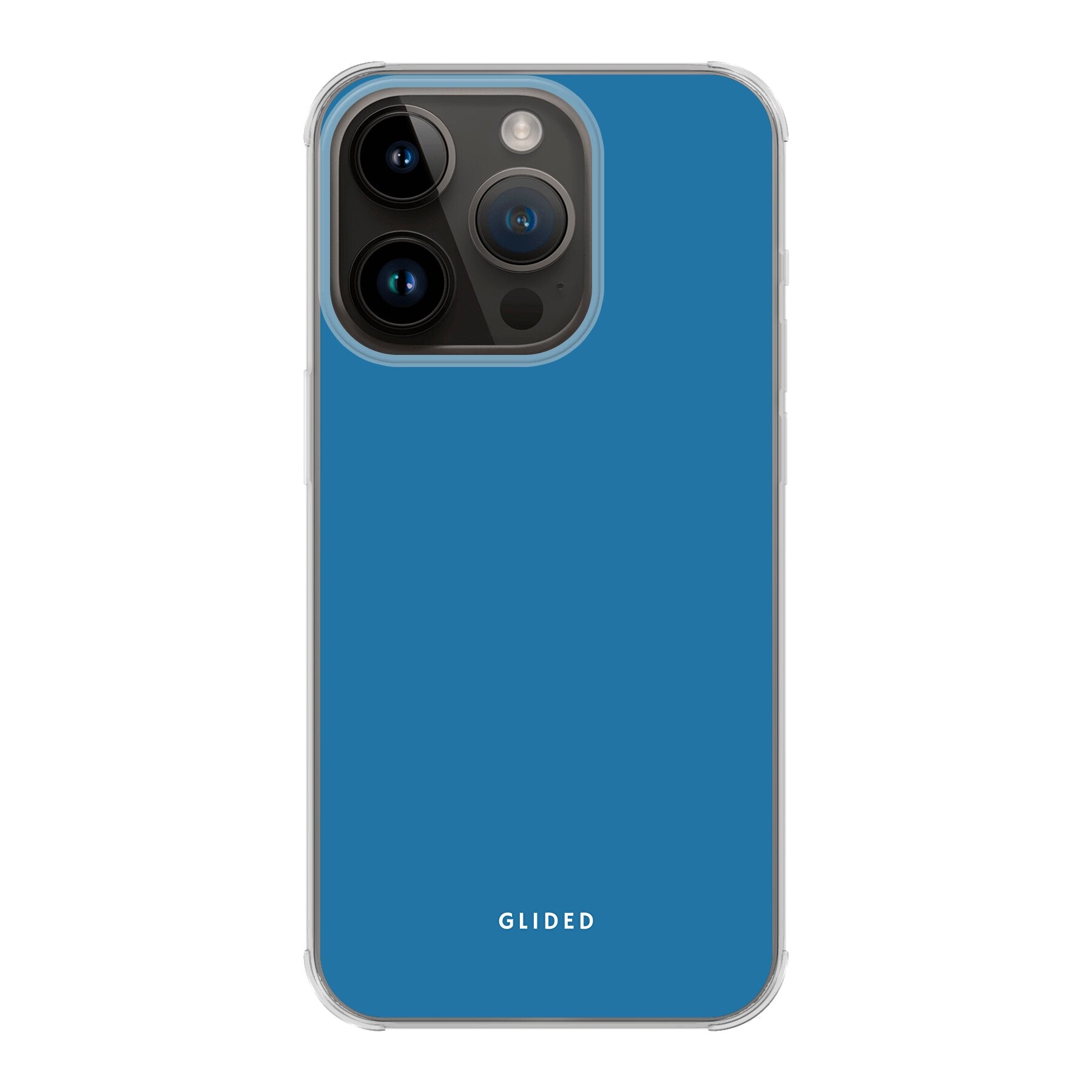 Die Blue Delight Handyhülle für iPhone 14 Pro in einem bezaubernden Blauton, die stilvollen Schutz und elegantes Design vereint.