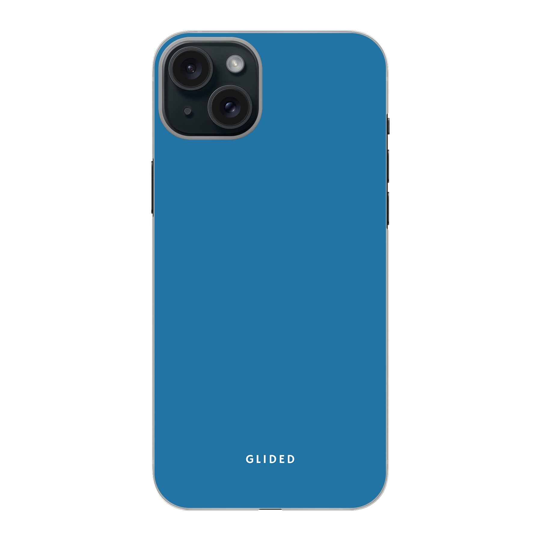 Blue Delight Handyhülle für iPhone 15 Plus in bezauberndem Blauton, bietet stilvollen Schutz und elegantes Design.
