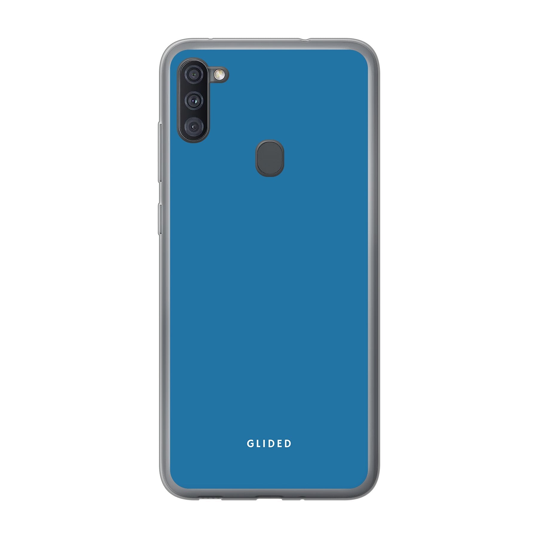 Die Blue Delight Handyhülle für Samsung Galaxy A11 in einem bezaubernden Blauton, die stilvollen Schutz und elegantes Design vereint.