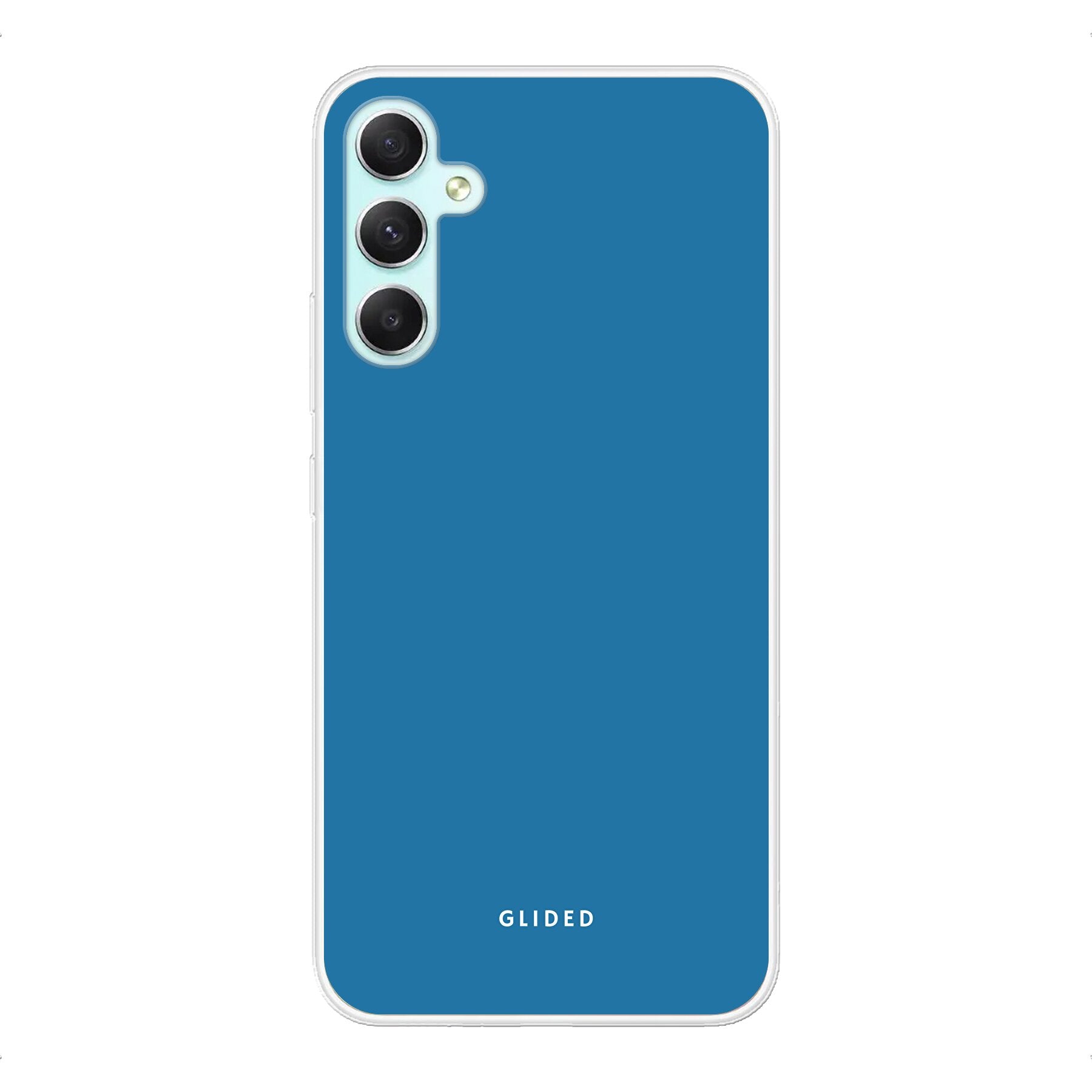 Blue Delight Handyhülle für Samsung Galaxy A34 in bezauberndem Blauton, bietet stilvollen Schutz und elegantes Design.