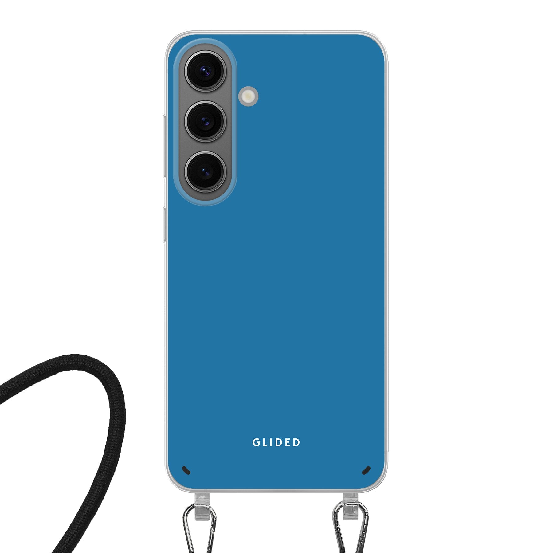 Blue Delight Handyhülle für Samsung Galaxy S24 in bezauberndem Blauton, bietet stilvollen Schutz und elegantes Design.